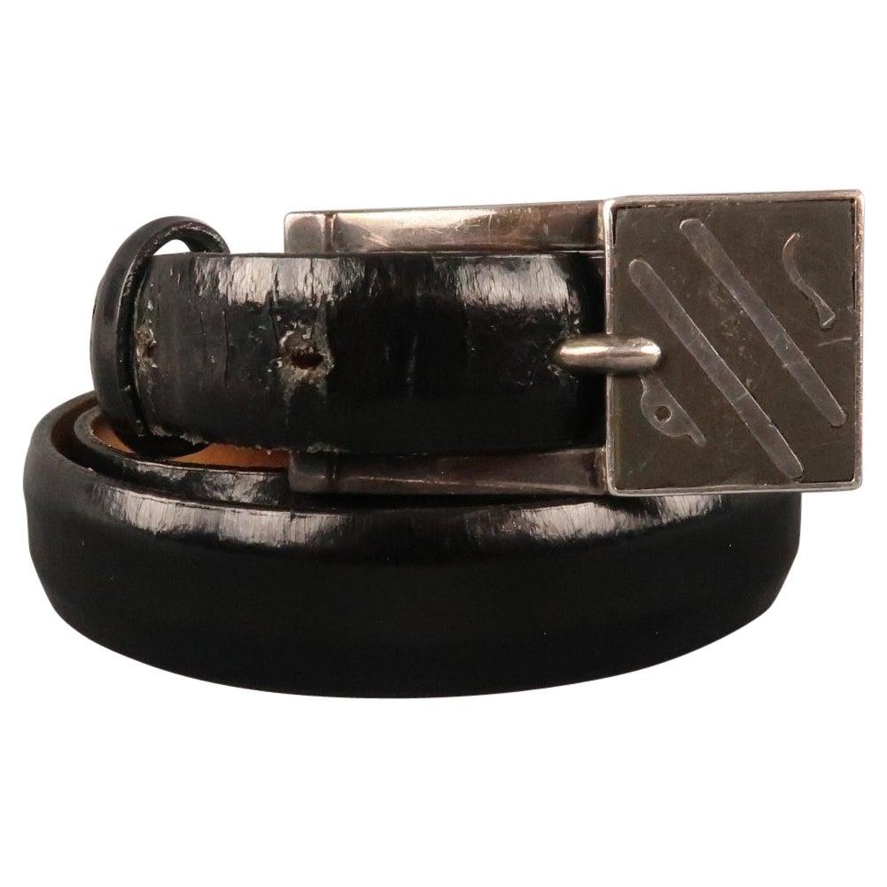 WCM NEW YORK Talla L Cinturón de piel de becerro negro