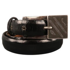WCM NEW YORK Talla L Cinturón de piel de becerro negro