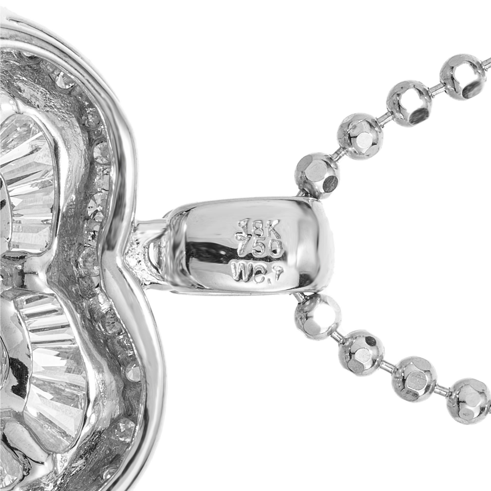 Collana con ciondolo a cuore a tre file in oro bianco con diamante rotondo da 1,45 carati (WCiting) in vendita 1