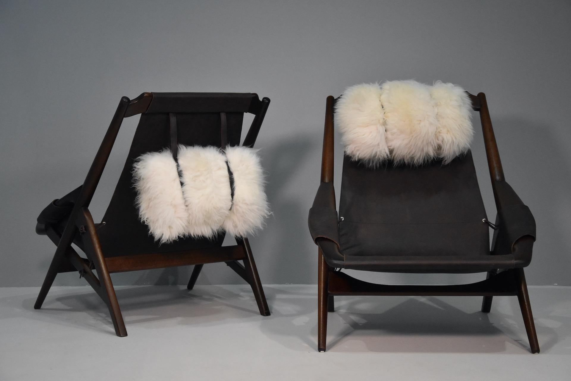 W.D. Andersag Lounge Chair in Leather And Sheepskin For Sale 11