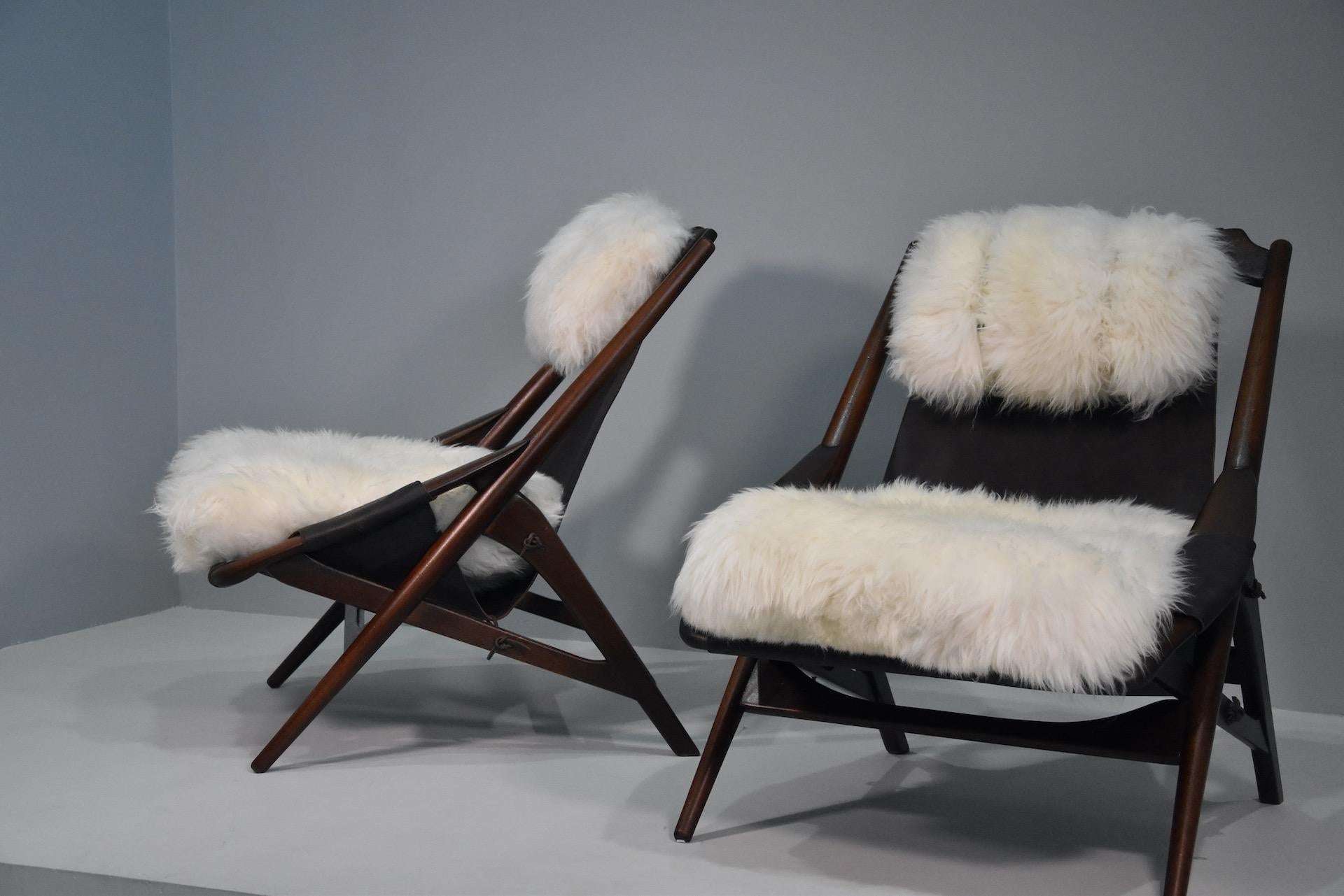 W.D. Andersag Lounge Chair in Leather And Sheepskin For Sale 12