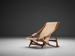 W.D. Andersag fauteuil de salon avec ottomane en teck et cuir