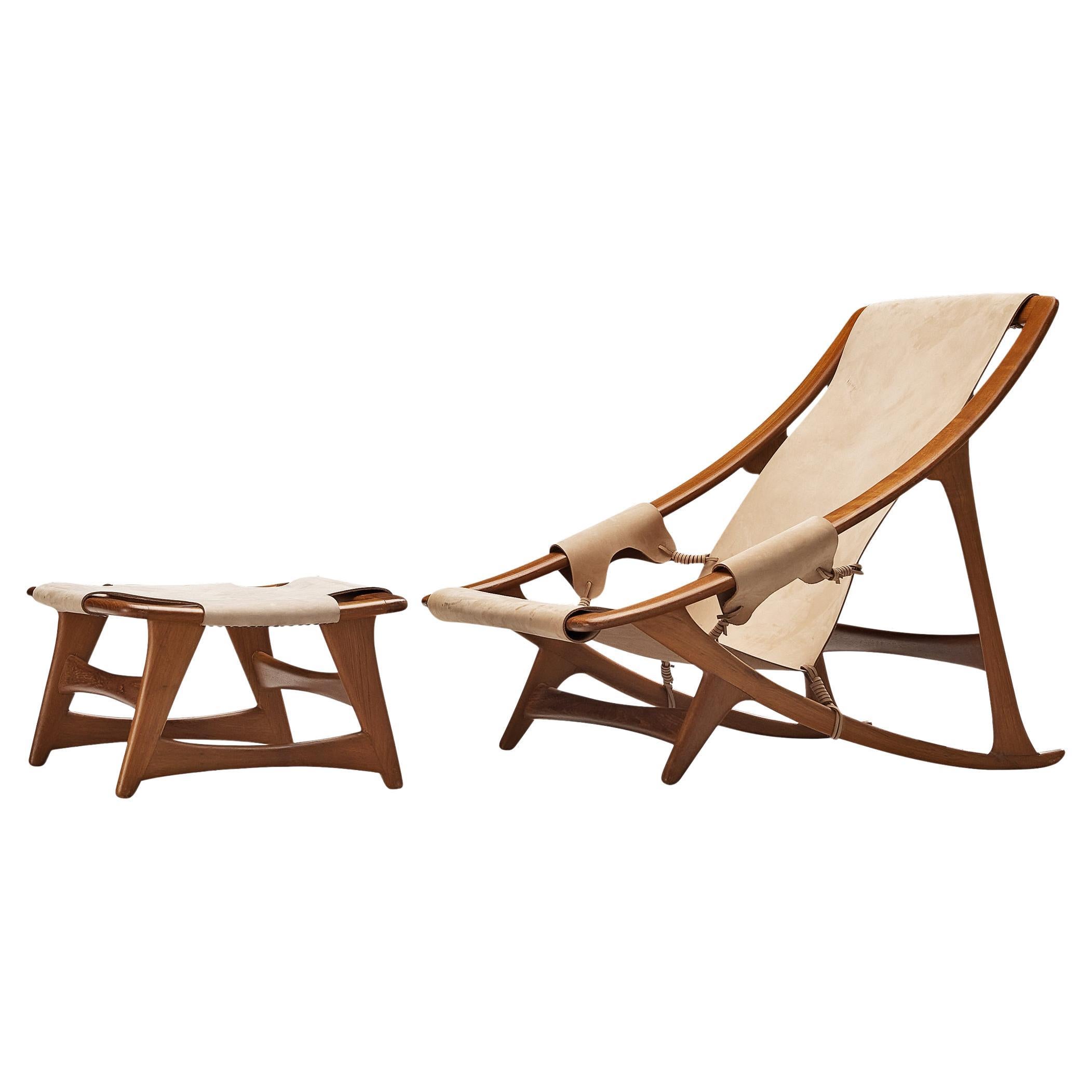 W.D. Andersag Lounge Chair with Ottoman in Teak and Leather 