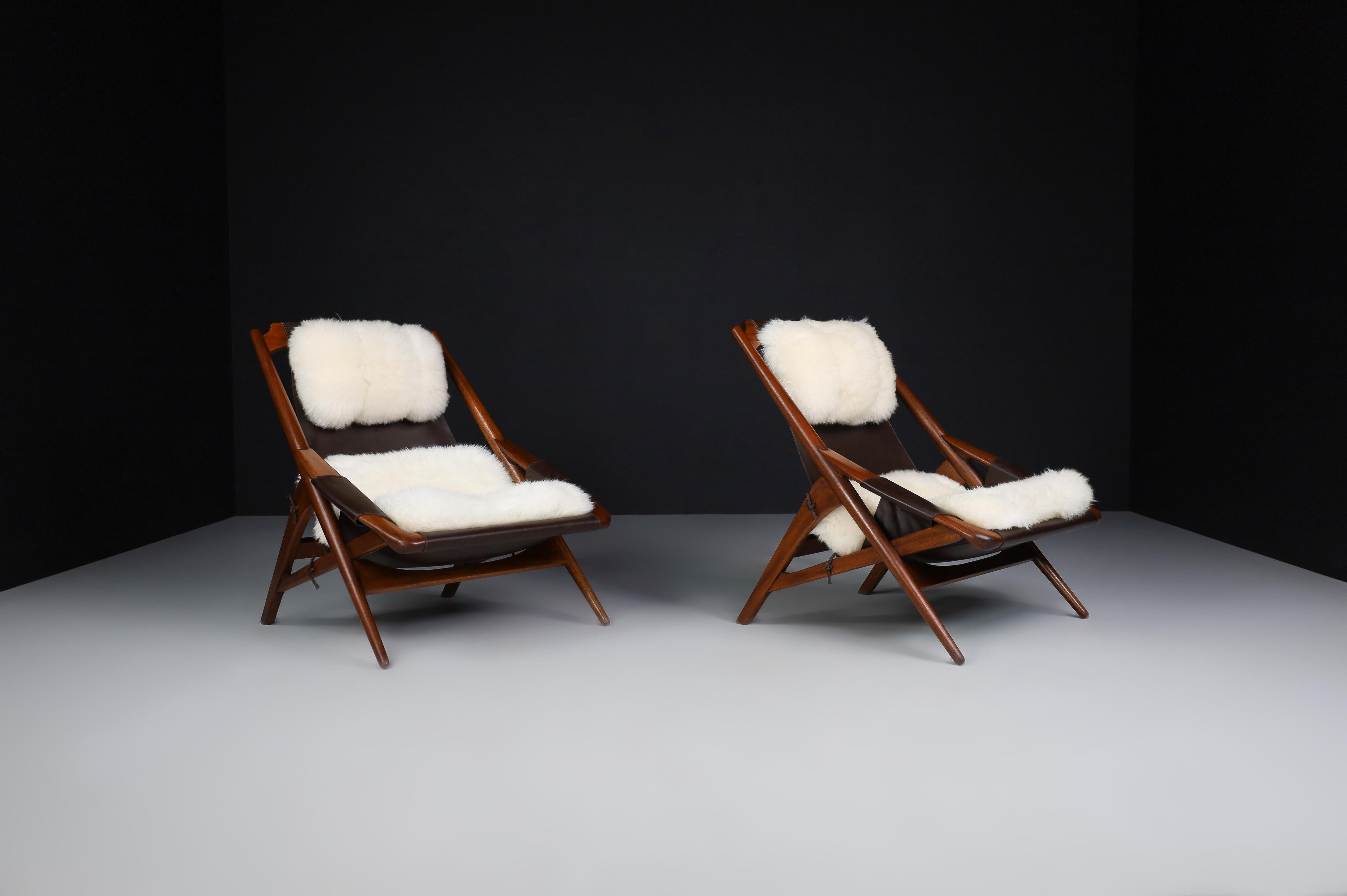 W.D. Andersag Lounge Chairs Teak and Leather, Italy, 1959 For Sale 7