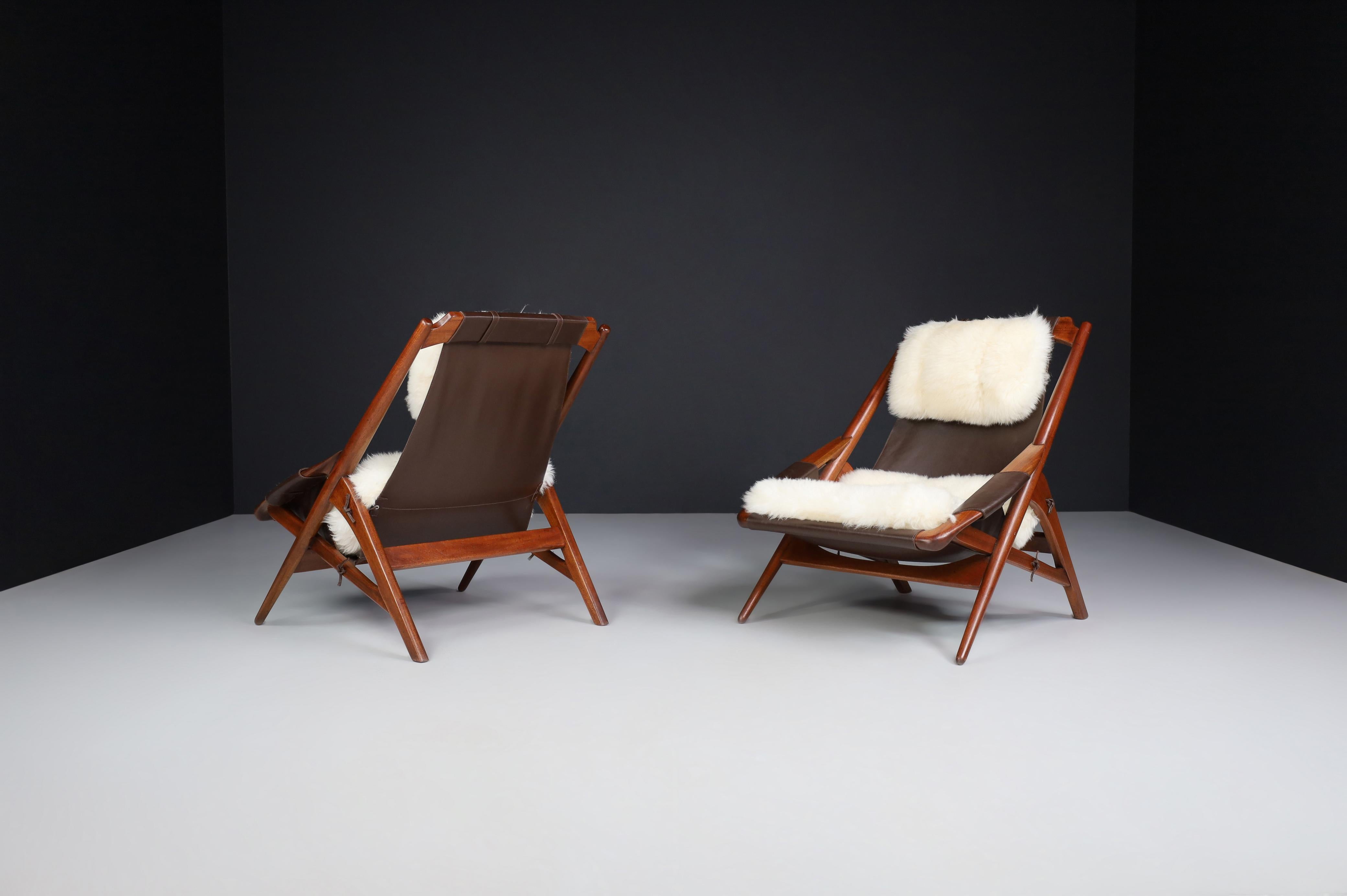 W.D. Andersag Lounge Chairs Teak and Leather, Italy, 1959 In Good Condition For Sale In Almelo, NL