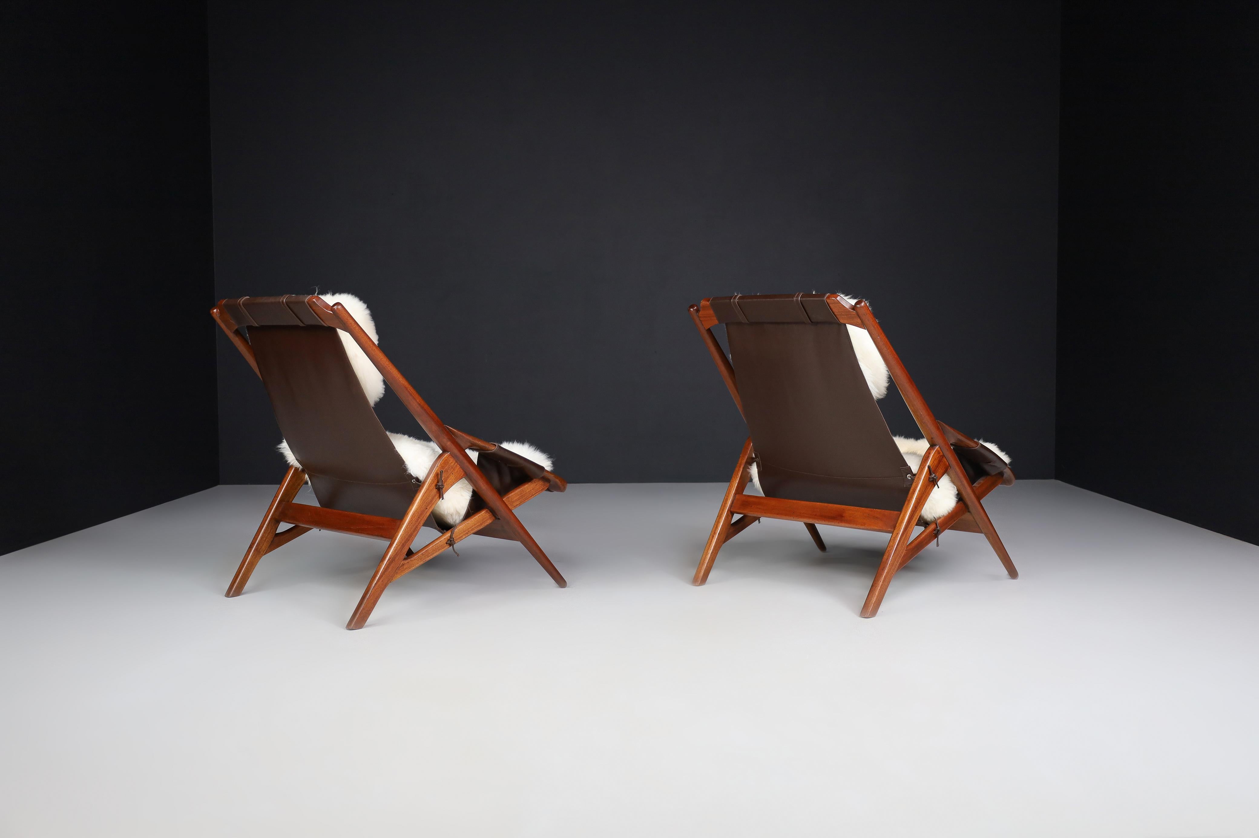 W.D. Andersag Lounge Chairs Teak and Leather, Italy, 1959 For Sale 2