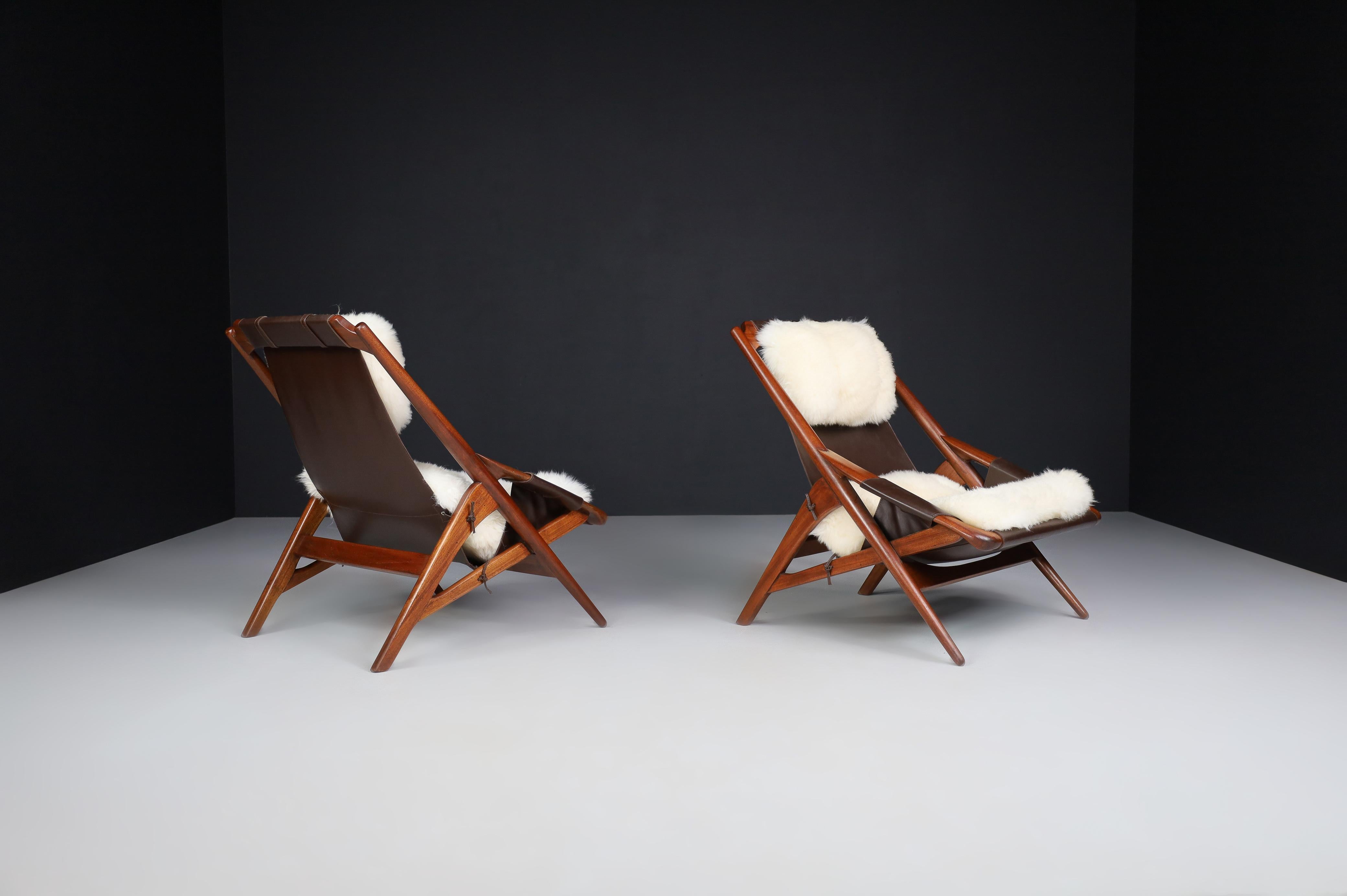 W.D. Andersag Lounge Chairs Teak and Leather, Italy, 1959 For Sale 3