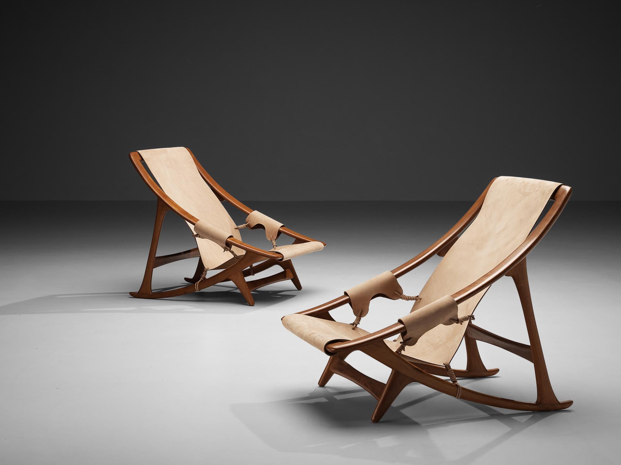 W.D. Andersag Lounge Chairs with Ottoman in Teak and Leather 2