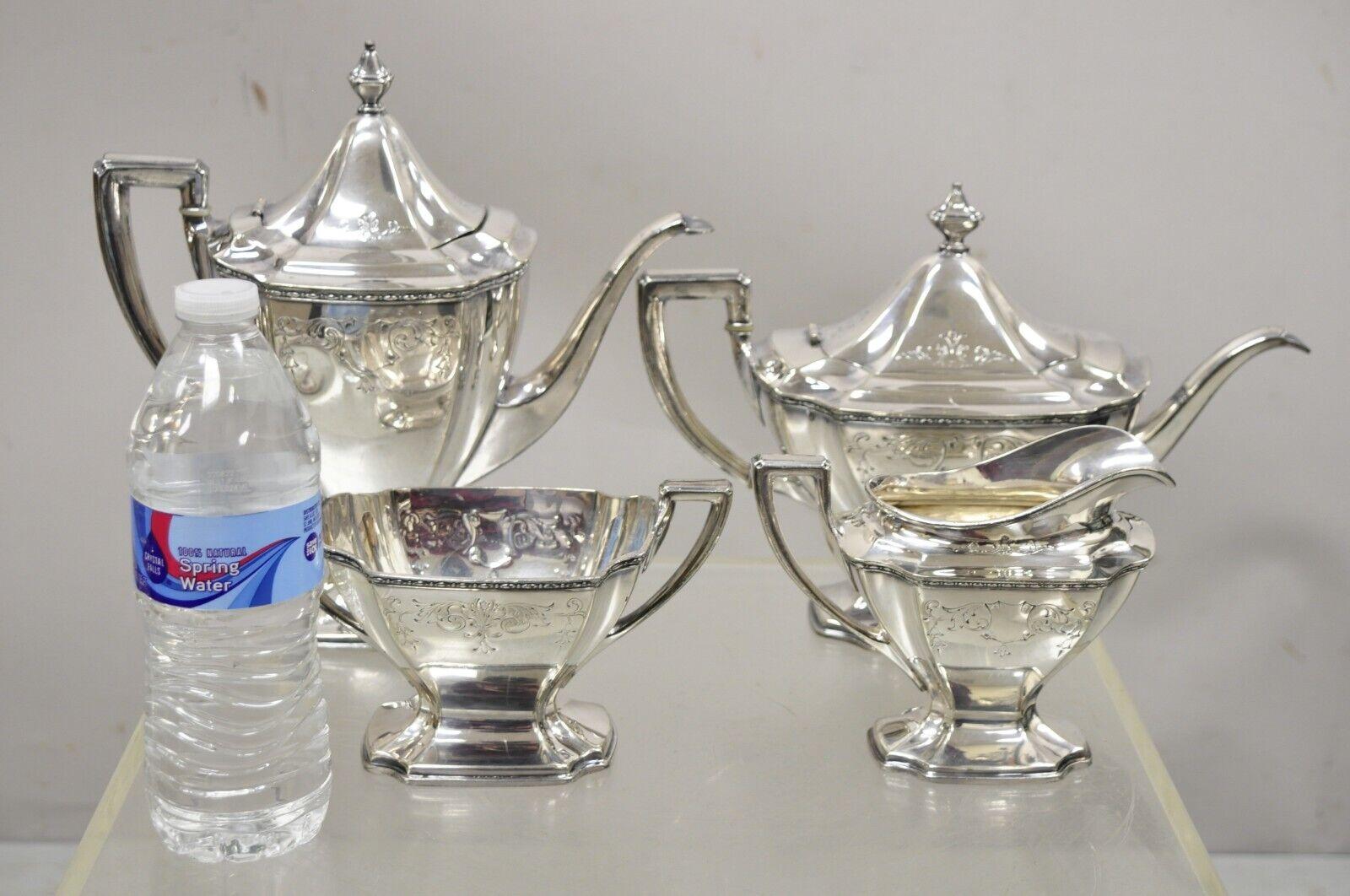 WD Smith Silver Co Chippendale EPNS Hepplewhite Silver Plated Tea Set - 4 pcs For Sale 2