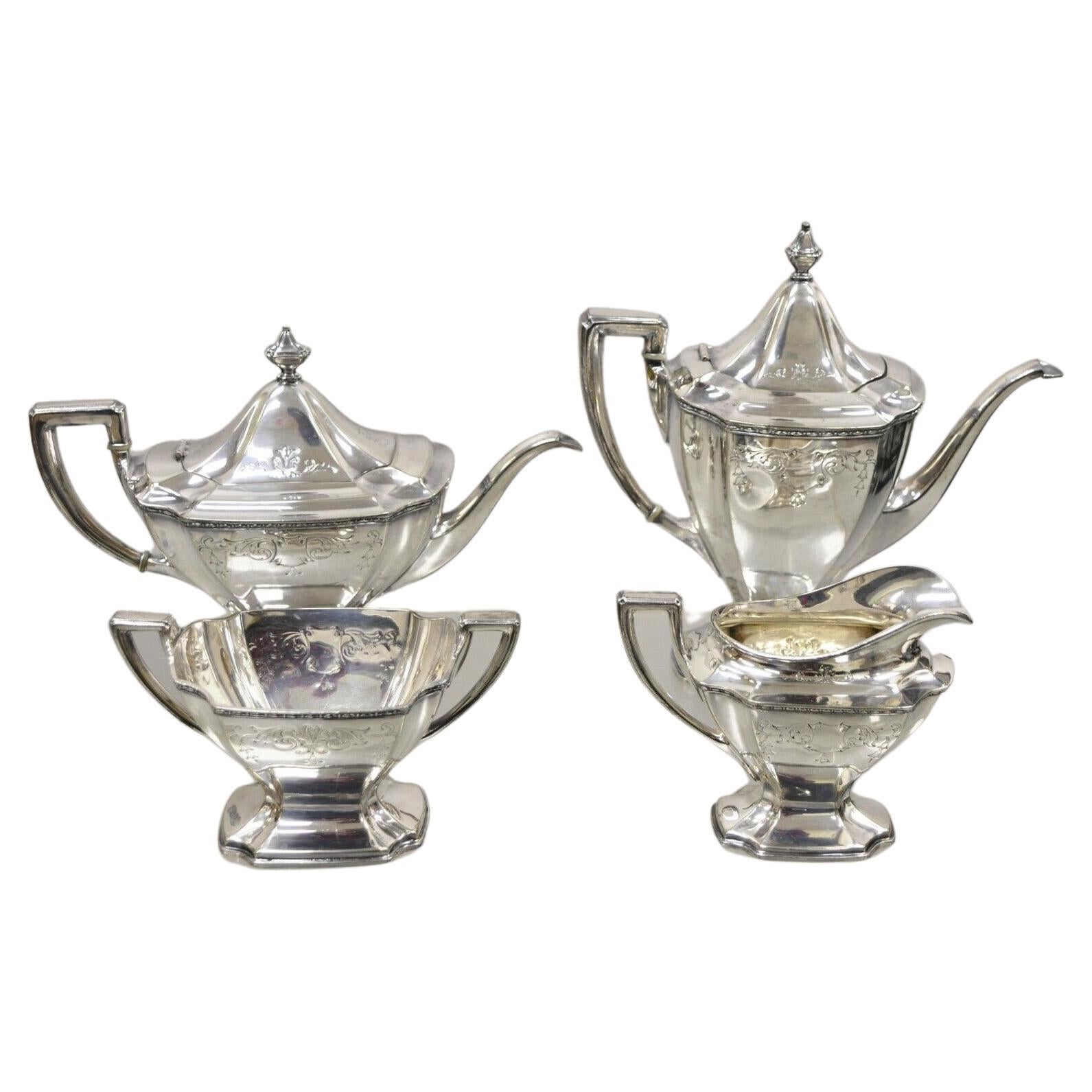 WD Smith Silver Co Chippendale EPNS Hepplewhite Silver Plated Tea Set - 4 pcs For Sale