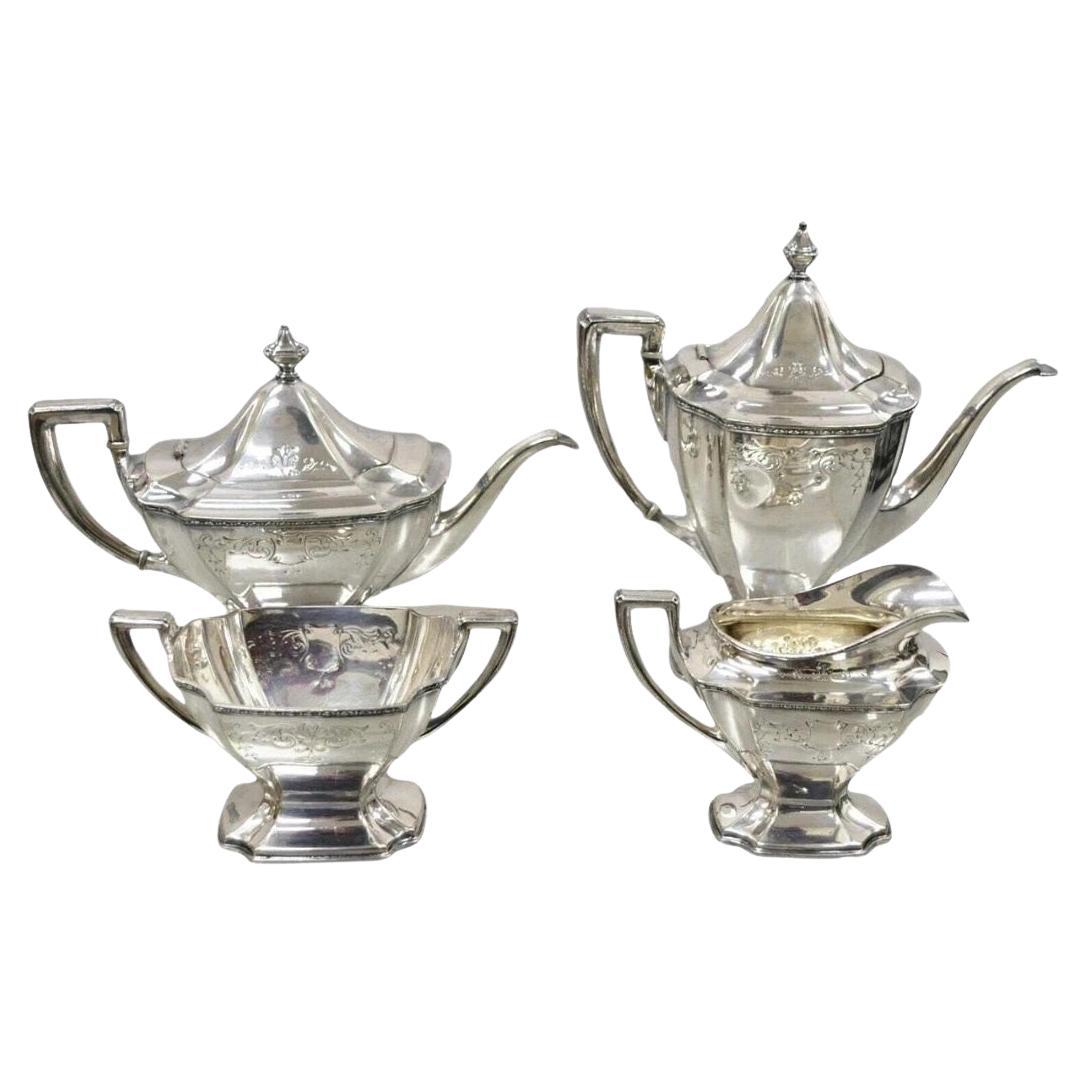 WD Smith Silver Co Chippendale EPNS Hepplewhite Silver Plated Tea Set - 4 pcs For Sale