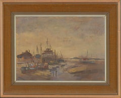 Vintage W.Davis - Framed Mid 20th Century Oil, Mooring at Leigh