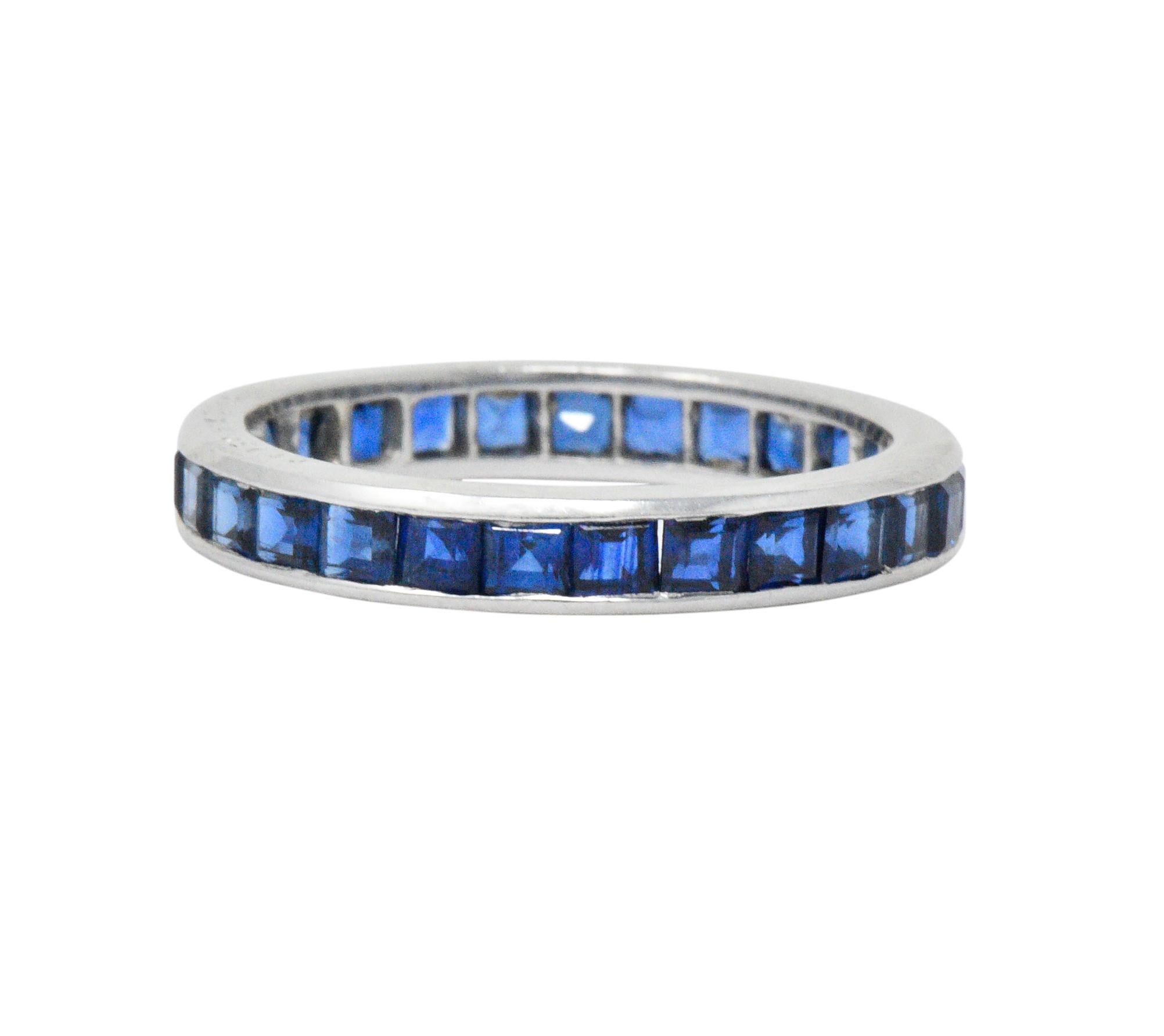 Square Cut Oscar Heyman Brothers 1980s 2.70 Carat Sapphire Platinum Eternity Band Ring