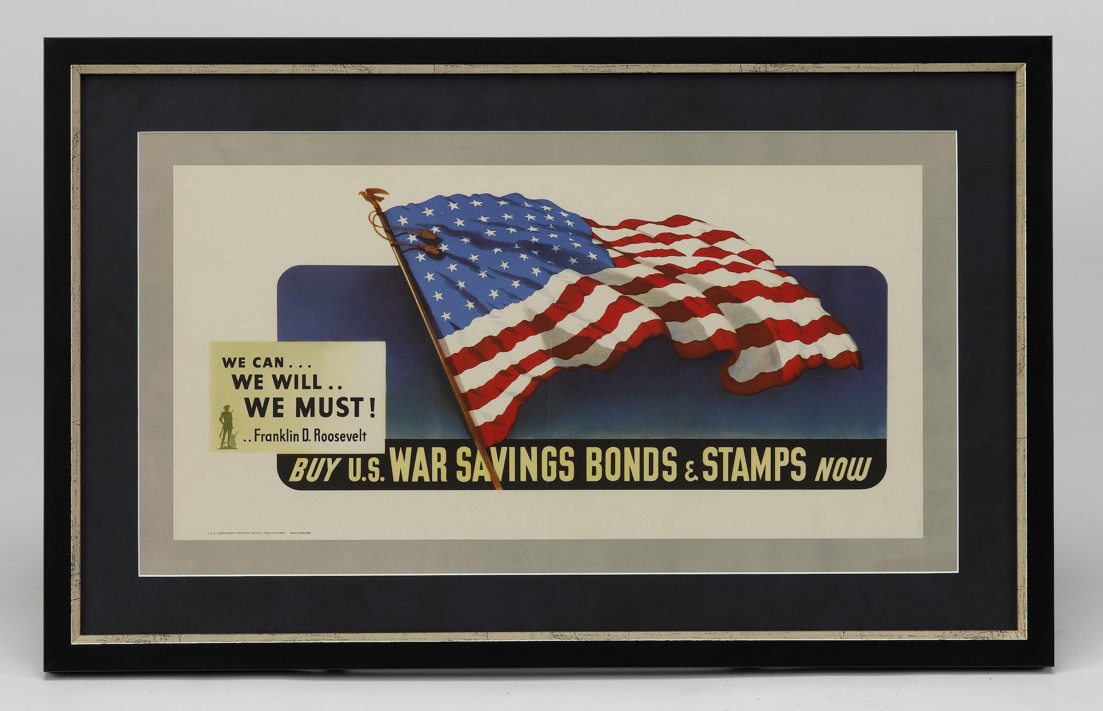 This is a vintage savings bond poster from WWII, dating to 1942. The poster reads 