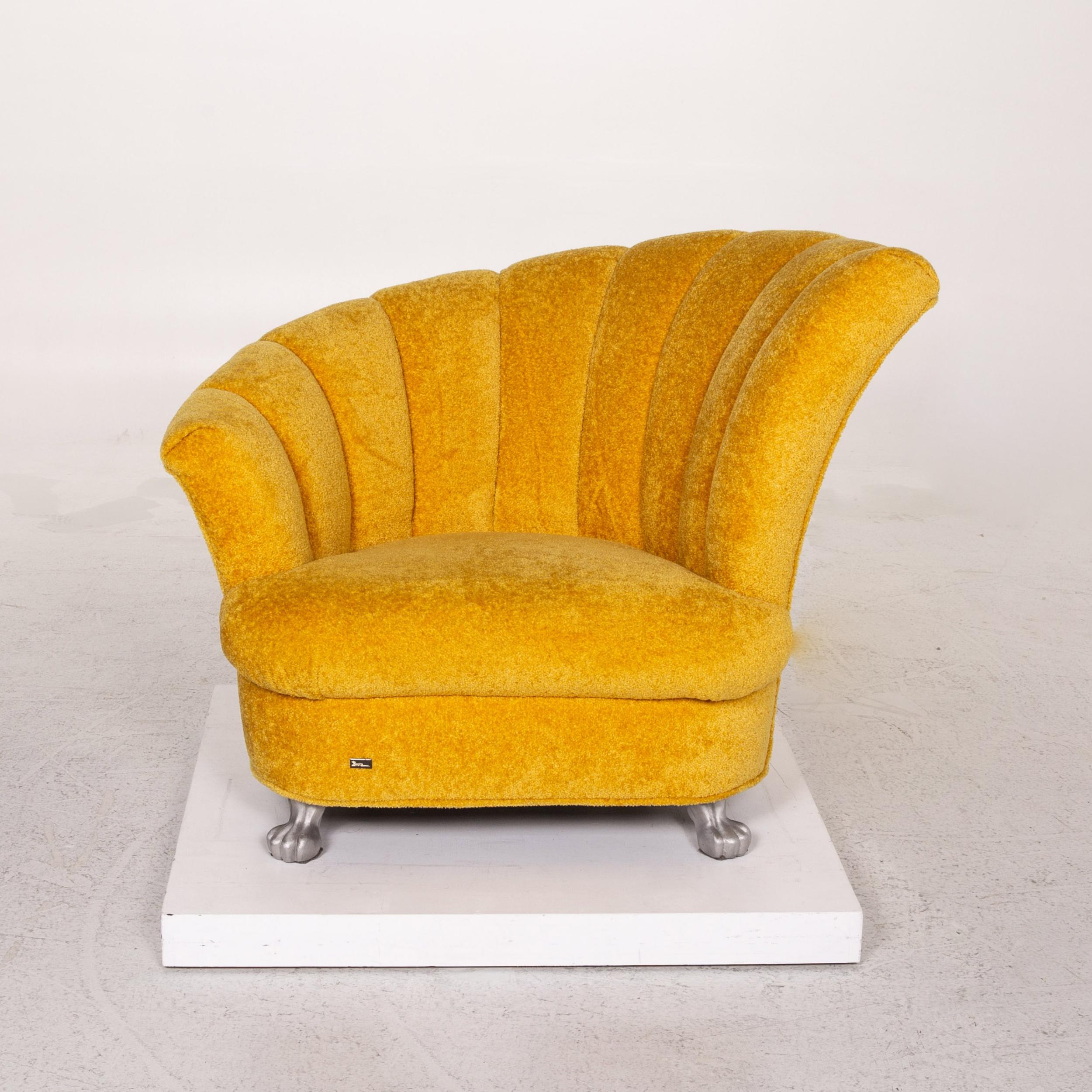 We Present to You a Bretz Fabric Armchair Set Yellow 1 Armchair 1 Stool 8