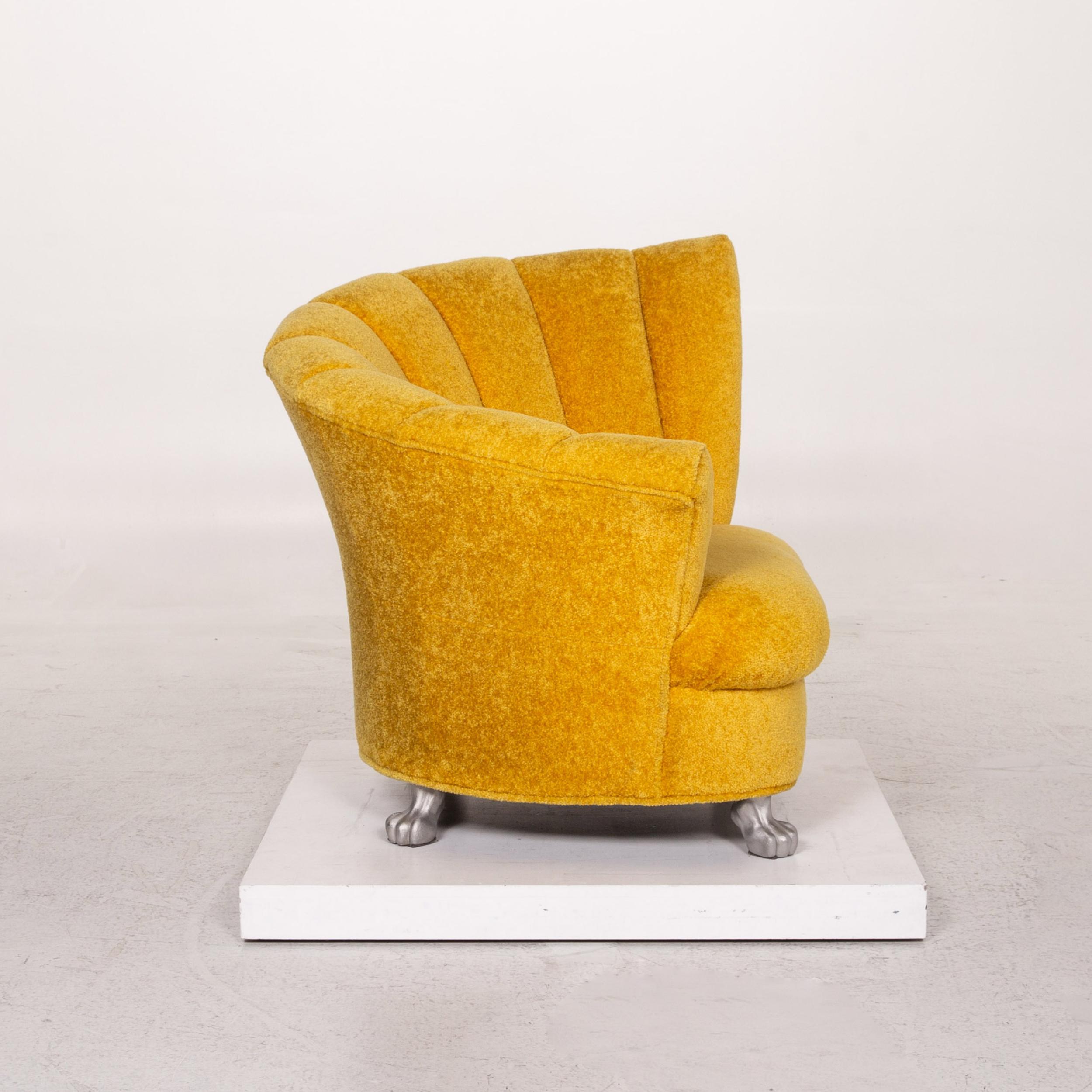 We Present to You a Bretz Fabric Armchair Set Yellow 1 Armchair 1 Stool 9