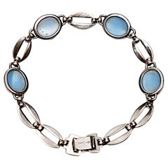 WE Richards Sterlingsilber Mondstein-Gliederarmband