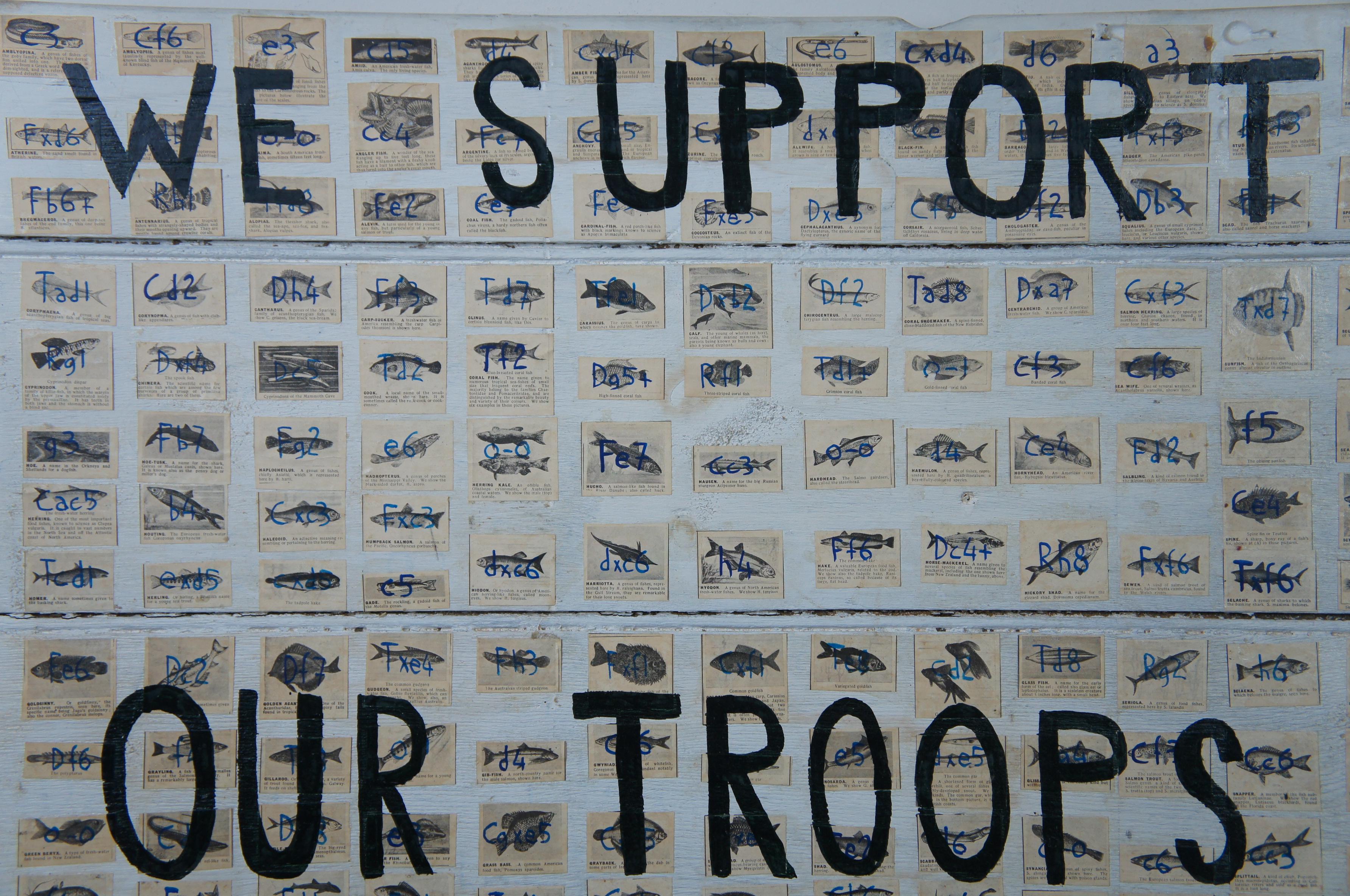 We Support Our Troops Original Decoupage by Jacques Flèchemuller Mixed-Media For Sale 1