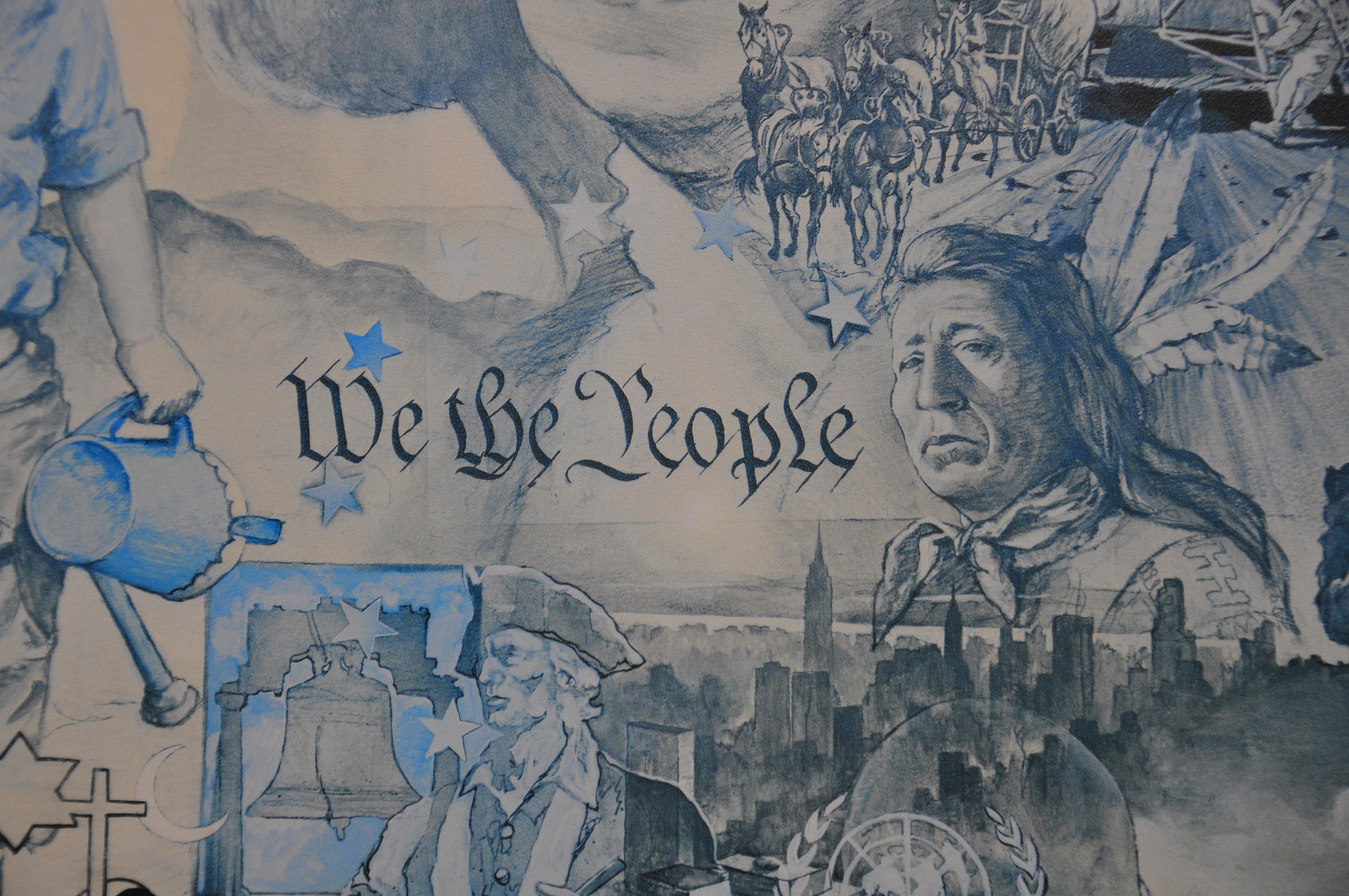 Late 20th Century We the People, Limited Edition Color Lithograph by Jonas Gerard For Sale