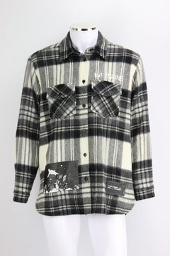 We11done Men's Printed Checked Wool Blend Jacket Medium