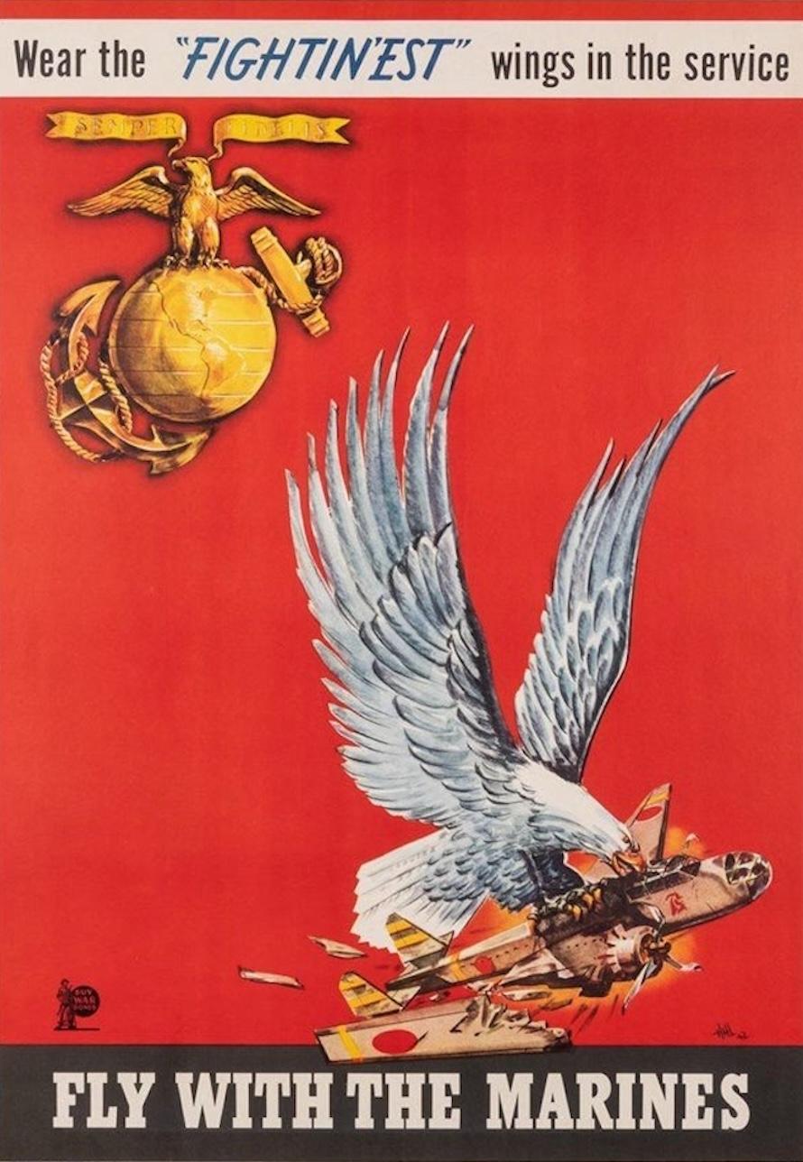 Se trata de un cartel de reclutamiento original de los Marines de la Segunda Guerra Mundial, de 1942. El cartel, una litografía en color, fue impreso por la empresa Alpha Litho. Co., de Camden, Nueva Jersey.  En el centro de la composición aparece