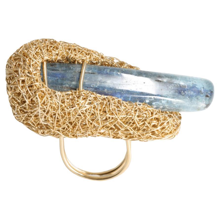 Wearable Art Piece in Blue Kyanite one-of-a-kind Statement Cocktail Ring Jewel