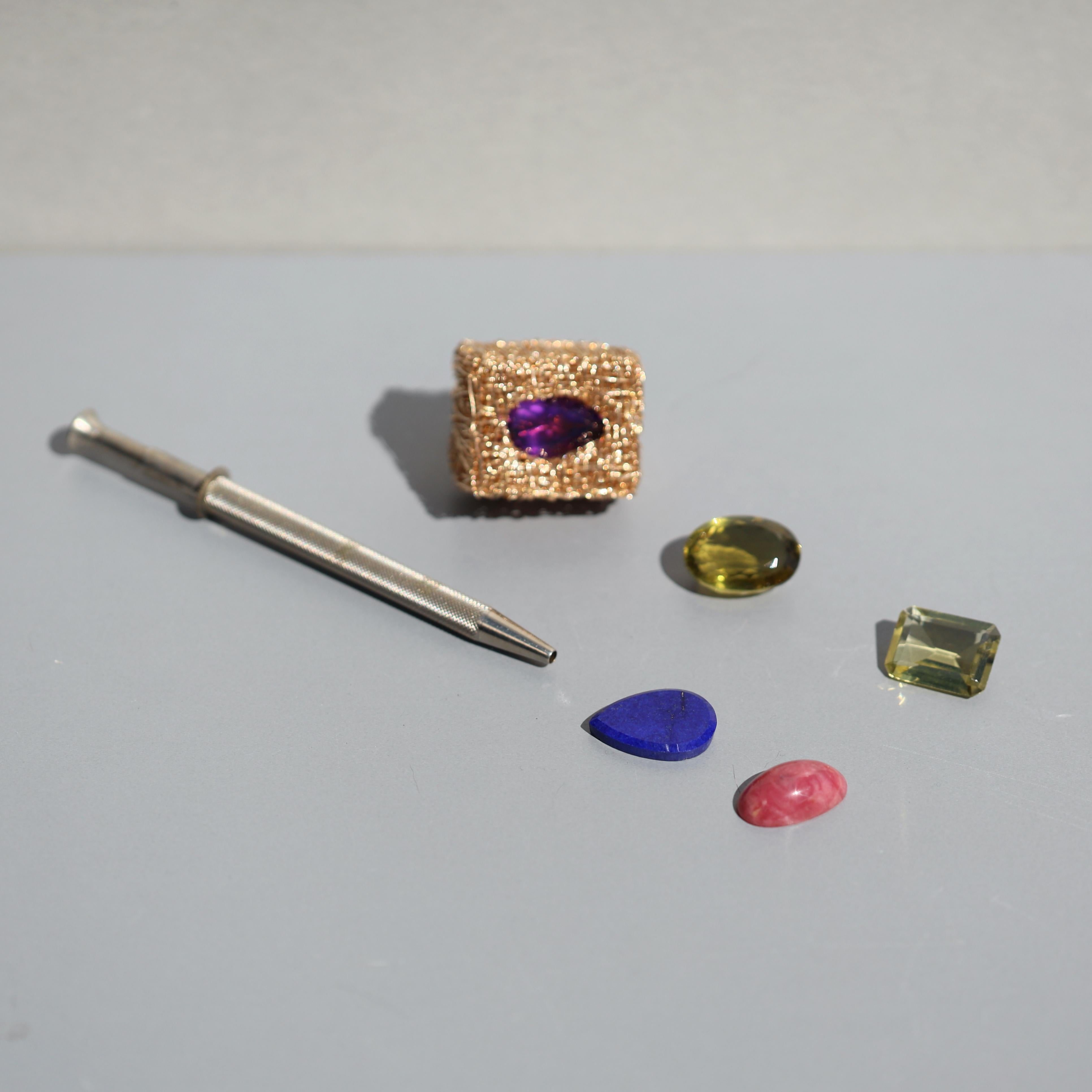 Wearable Cocktail Art one-of-a-kind Amethyst Statement Ring For Sale 4