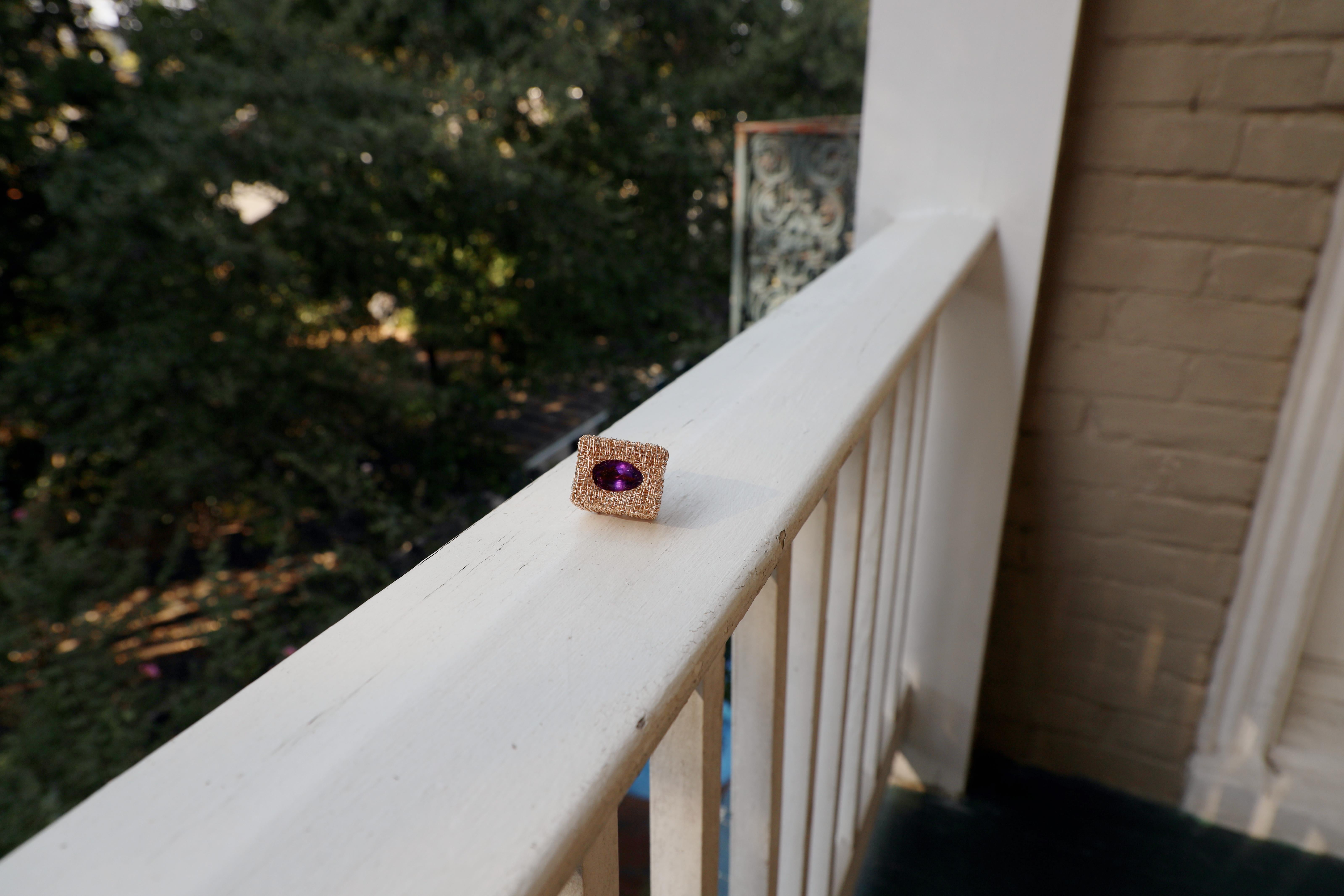 Women's or Men's Wearable Cocktail Art one-of-a-kind Amethyst Statement Ring For Sale