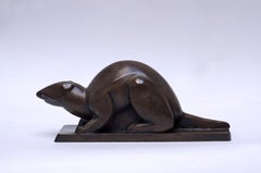Weasel Sculpture by Jan and Joël Martel, Art Deco Bronze, Circa 1930