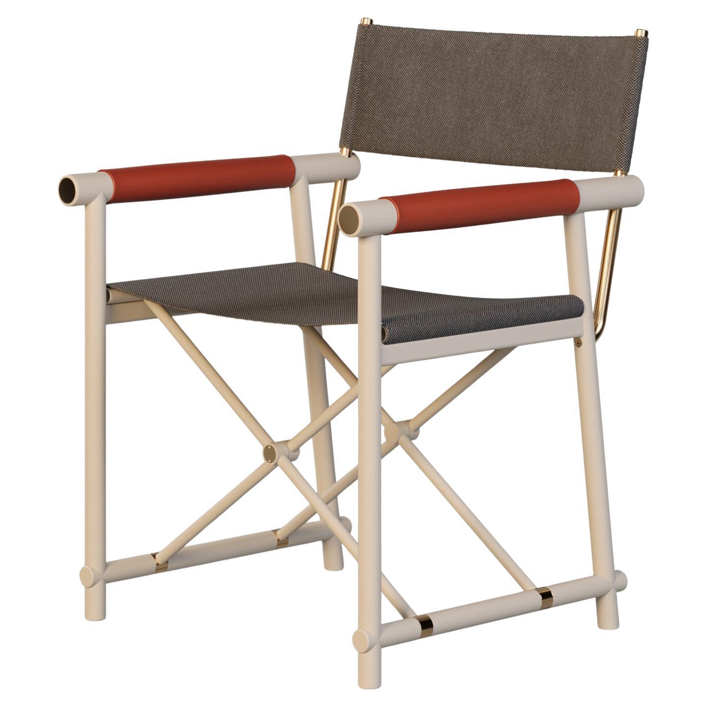 Outdoor Director's Chair in Weather-Resistant Leather Design For Sale