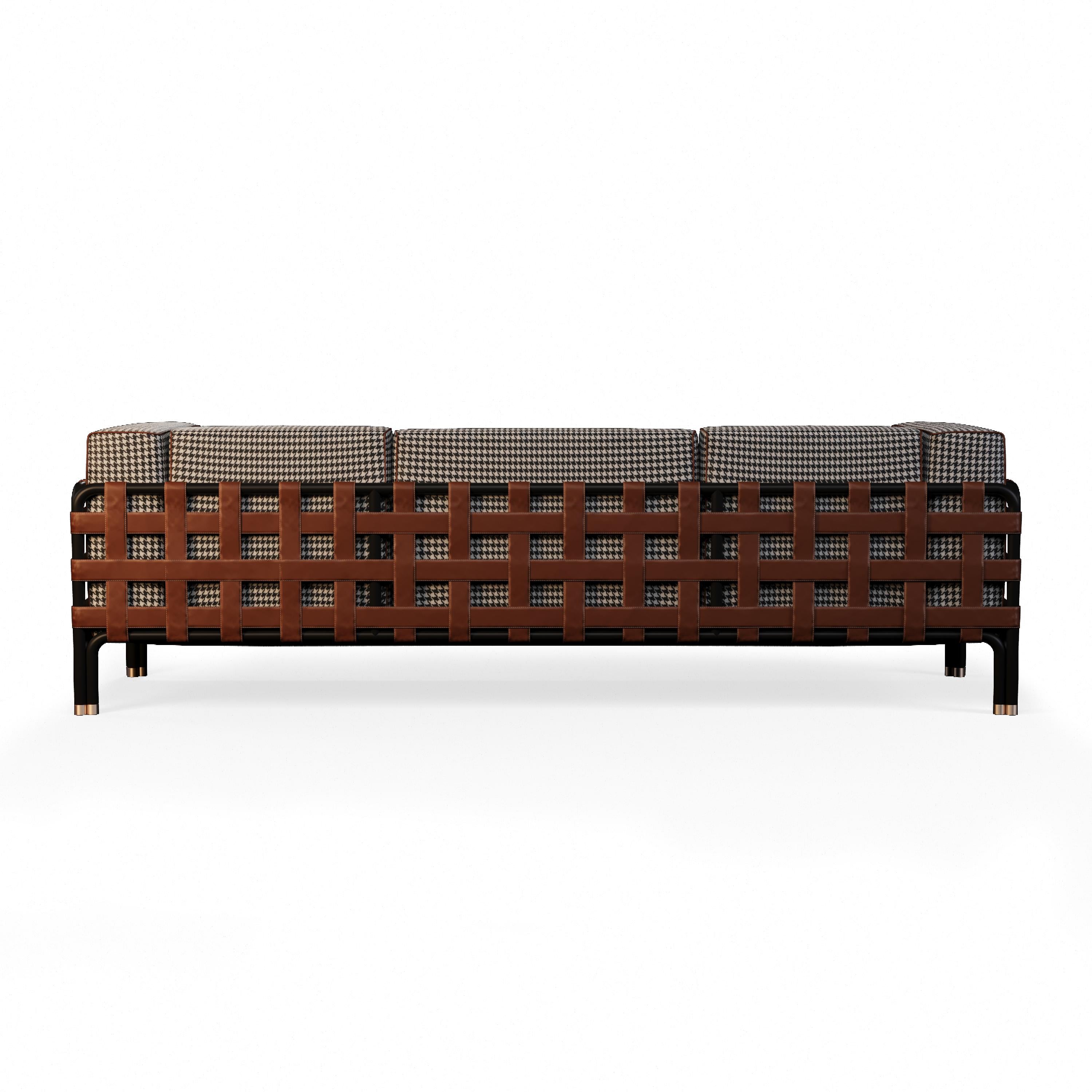 Luxuriöses Outdoor-Sofa mit Leder und Edelstahlkonstruktion im Zustand „Neu“ im Angebot in Santo Tirso, PT