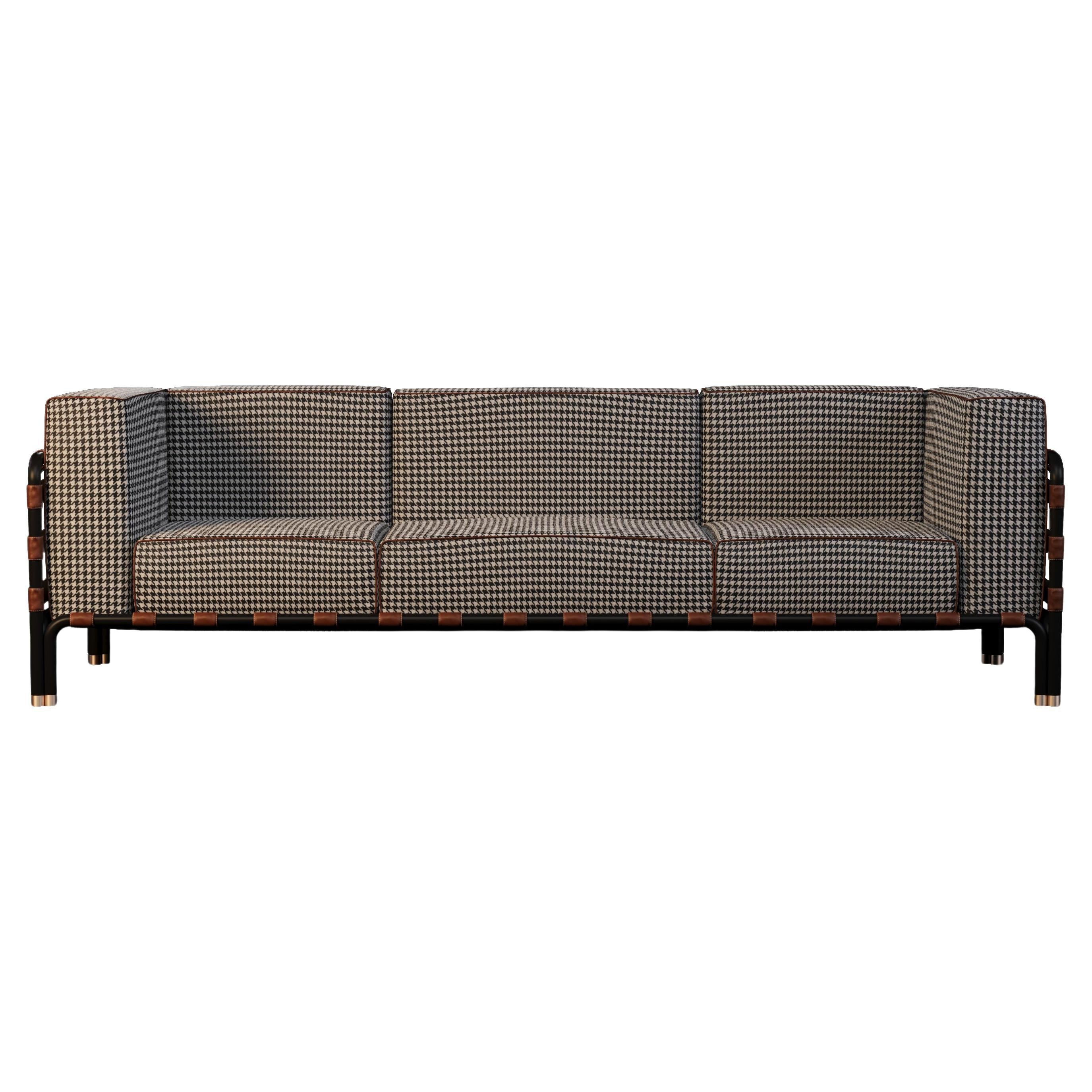 Luxuriöses Outdoor-Sofa mit Leder und Edelstahlkonstruktion im Angebot