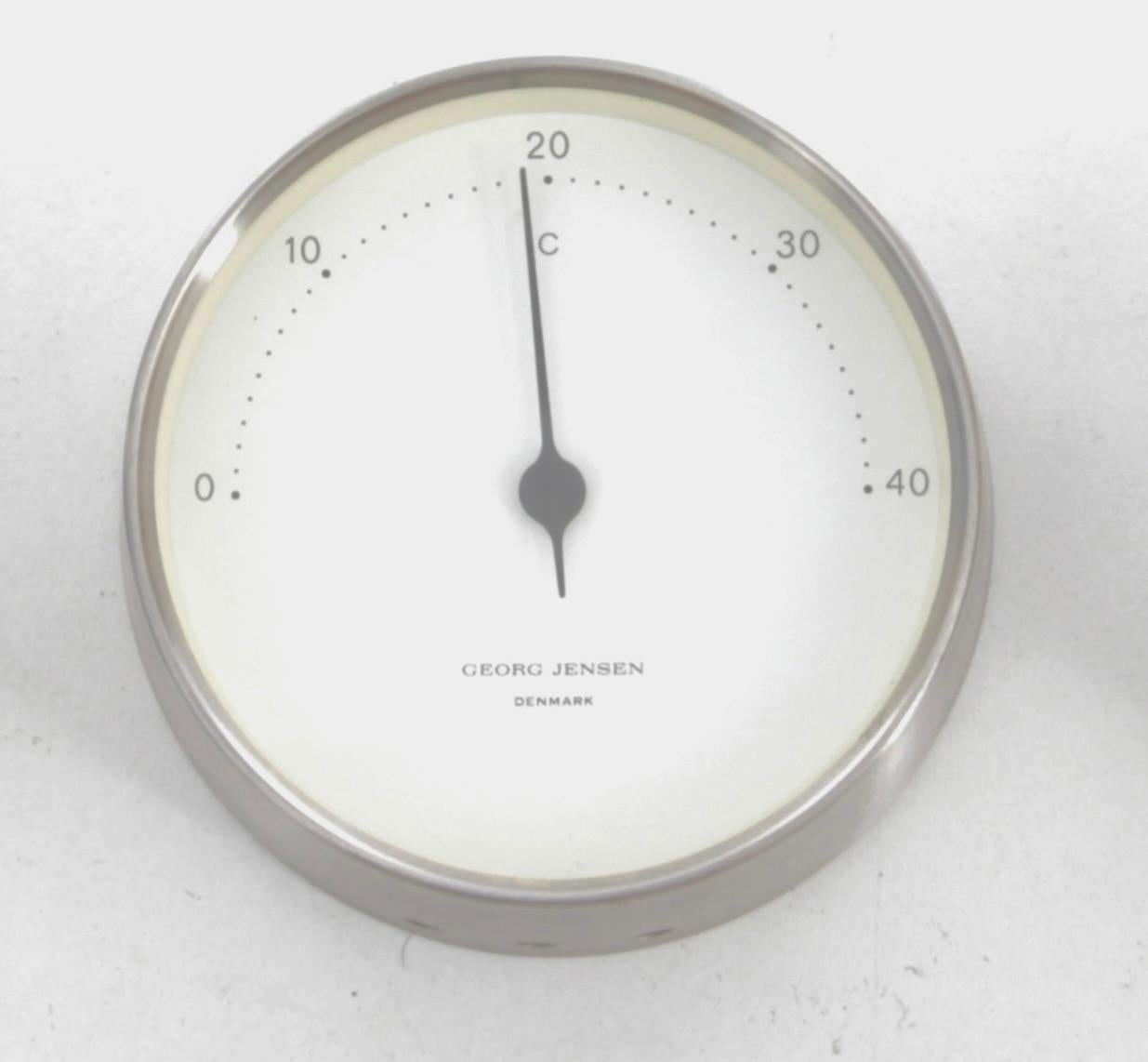 Weather station barometer, thermometer, hygrometer by Henning Koppel for Georg Jensen. Edition from the 70's. Perfect functional condition. 

