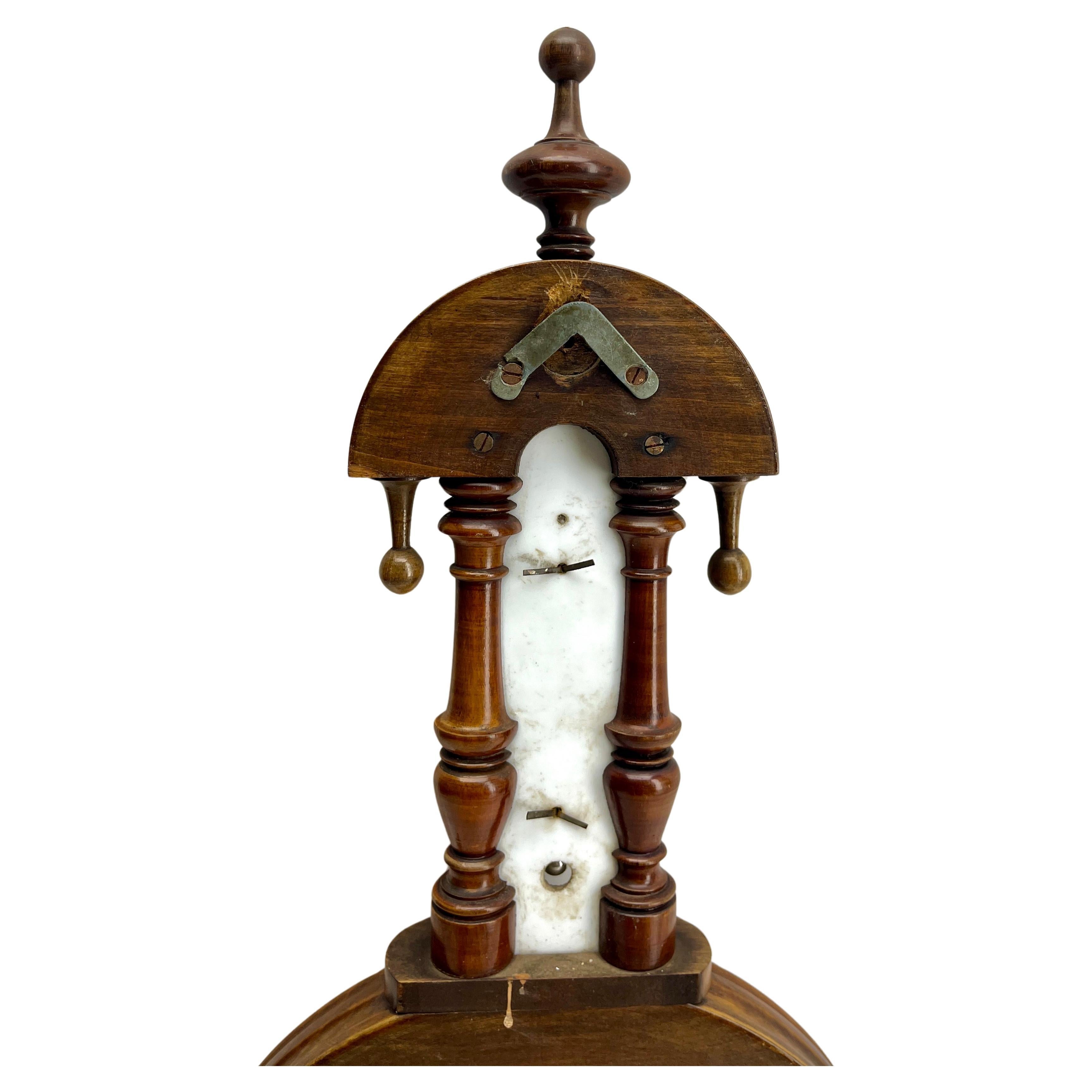 Weather Station in Art Nouveau Style Carved Walnut C. Engel & Cie  Verviers For Sale 5