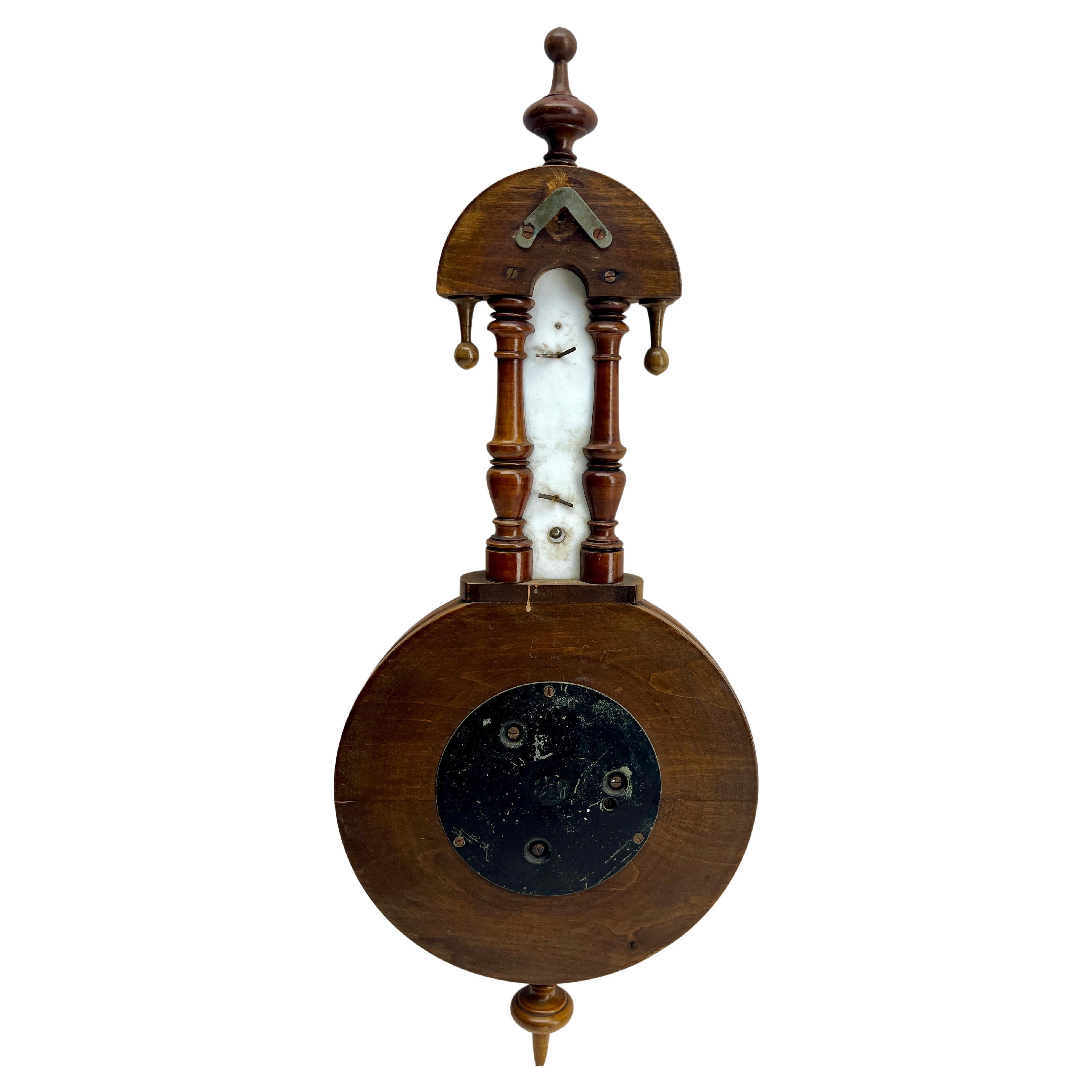 Weather Station in Art Nouveau Style Carved Walnut C. Engel & Cie  Verviers For Sale 6