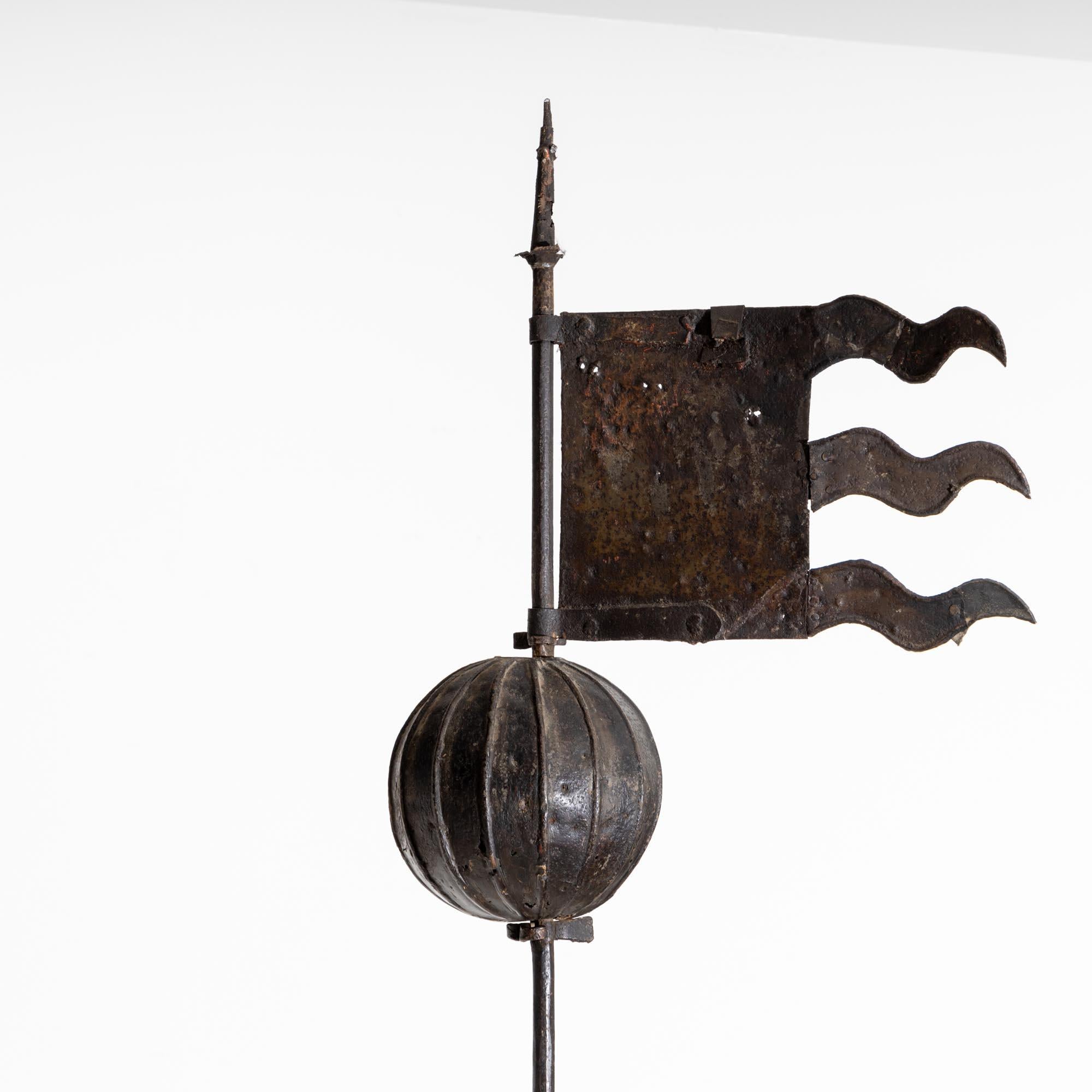 German Weathervane, Iron with Stone Foot, 17th Century For Sale