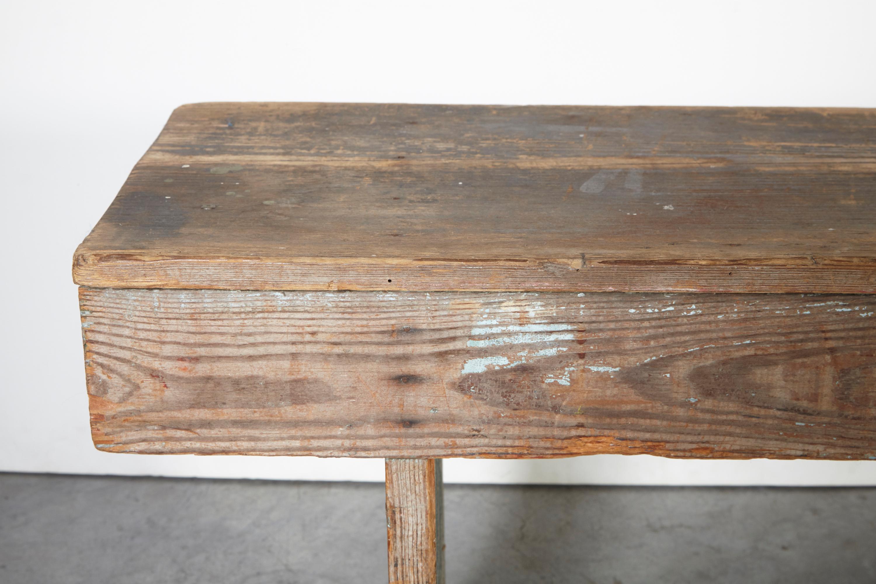 Weathered American Country Bench With Original Paint 5