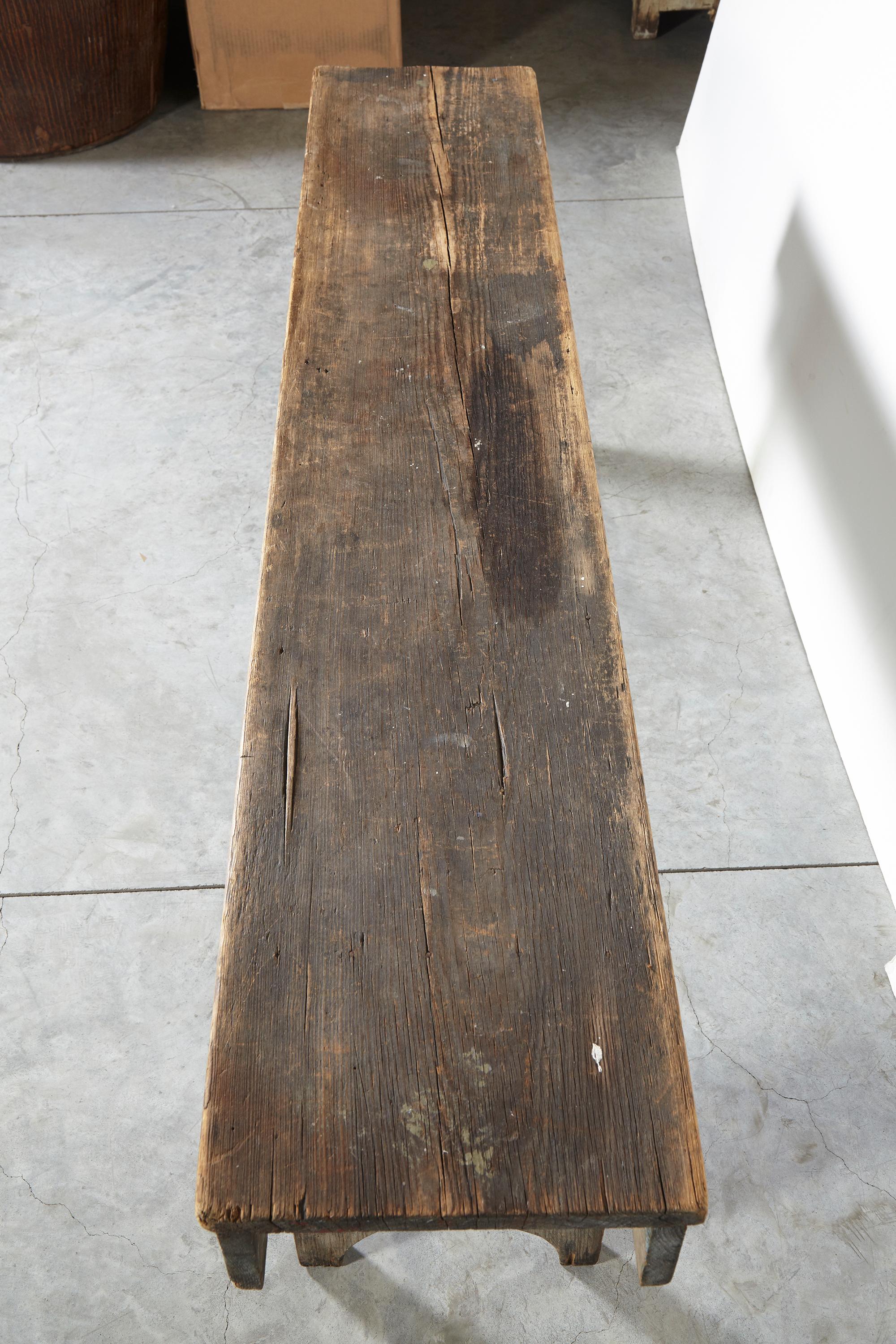 Weathered American Country Bench With Original Paint 6