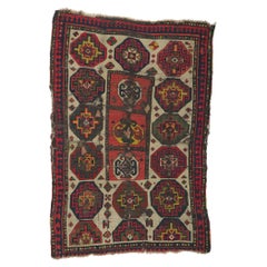 Weathered Antique Caucasian Kazak Distressed Rug with Tribal Style