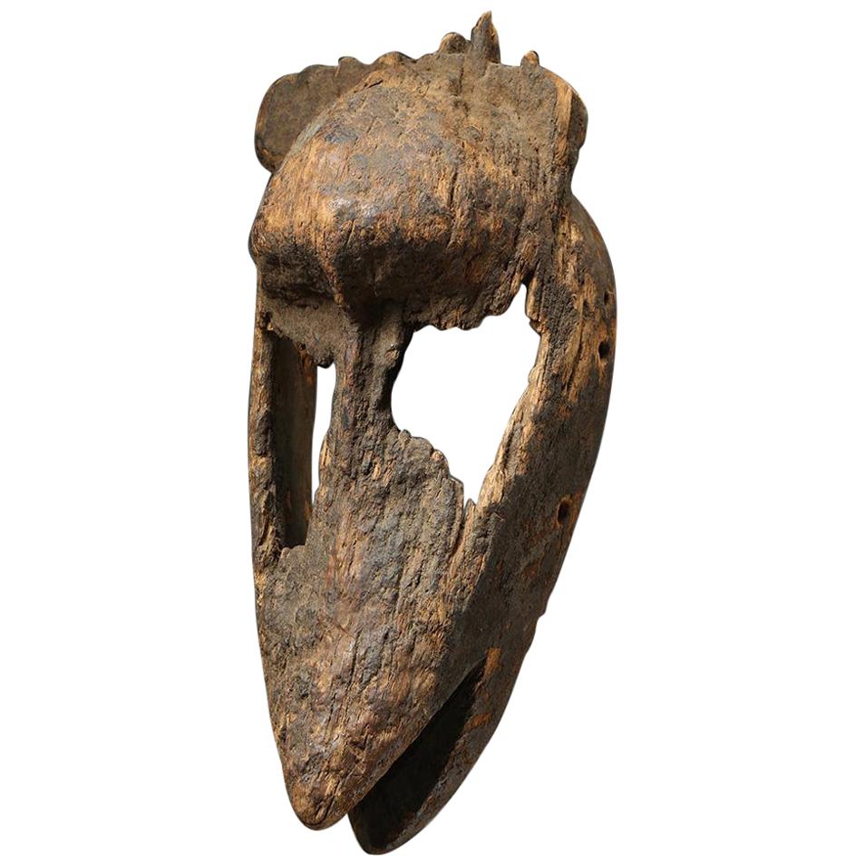Weathered Archaic Bambara Wood Mask Fragment, Mali, Africa, Early 20th C. For Sale