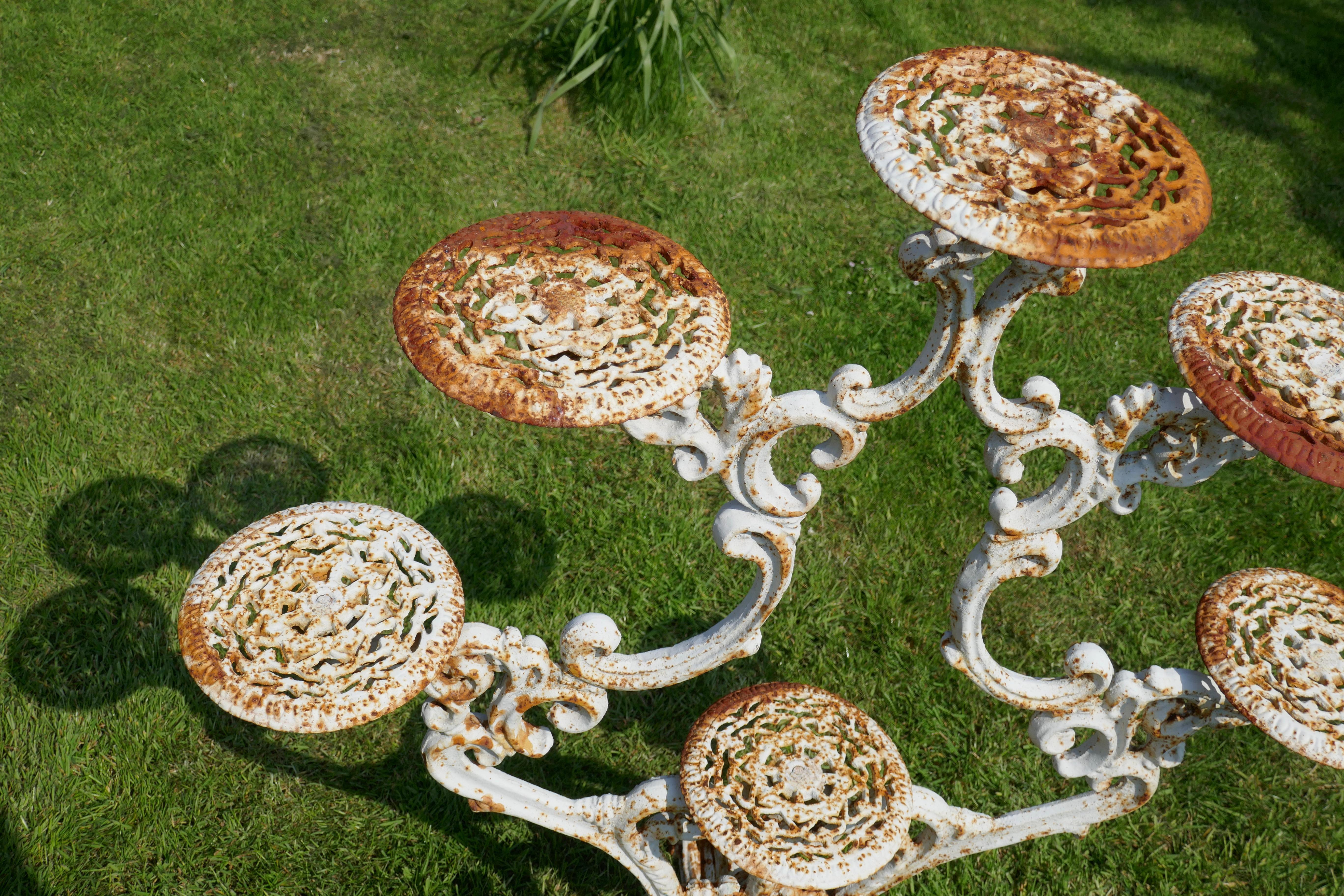 20th Century Weathered Cast Iron 6 Branch Plant Stand