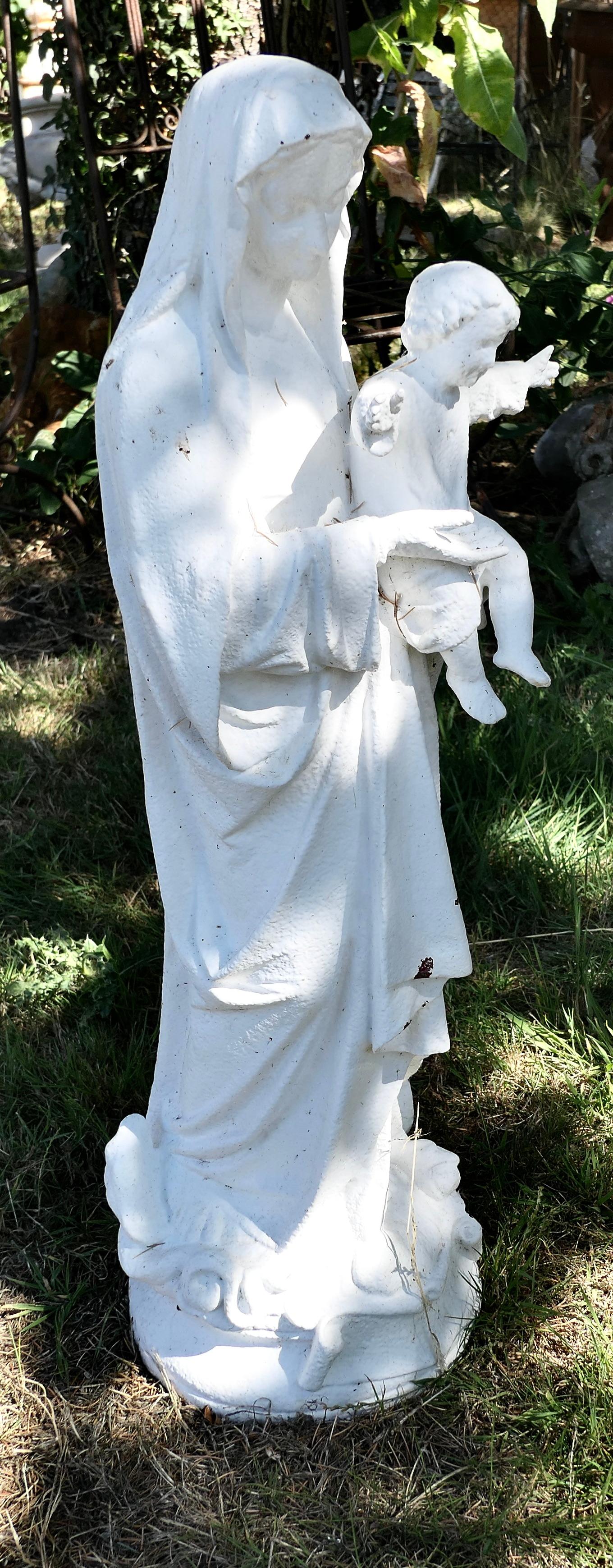  Weathered Cast Iron Irish Statue of The Virgin Mary For Sale 3