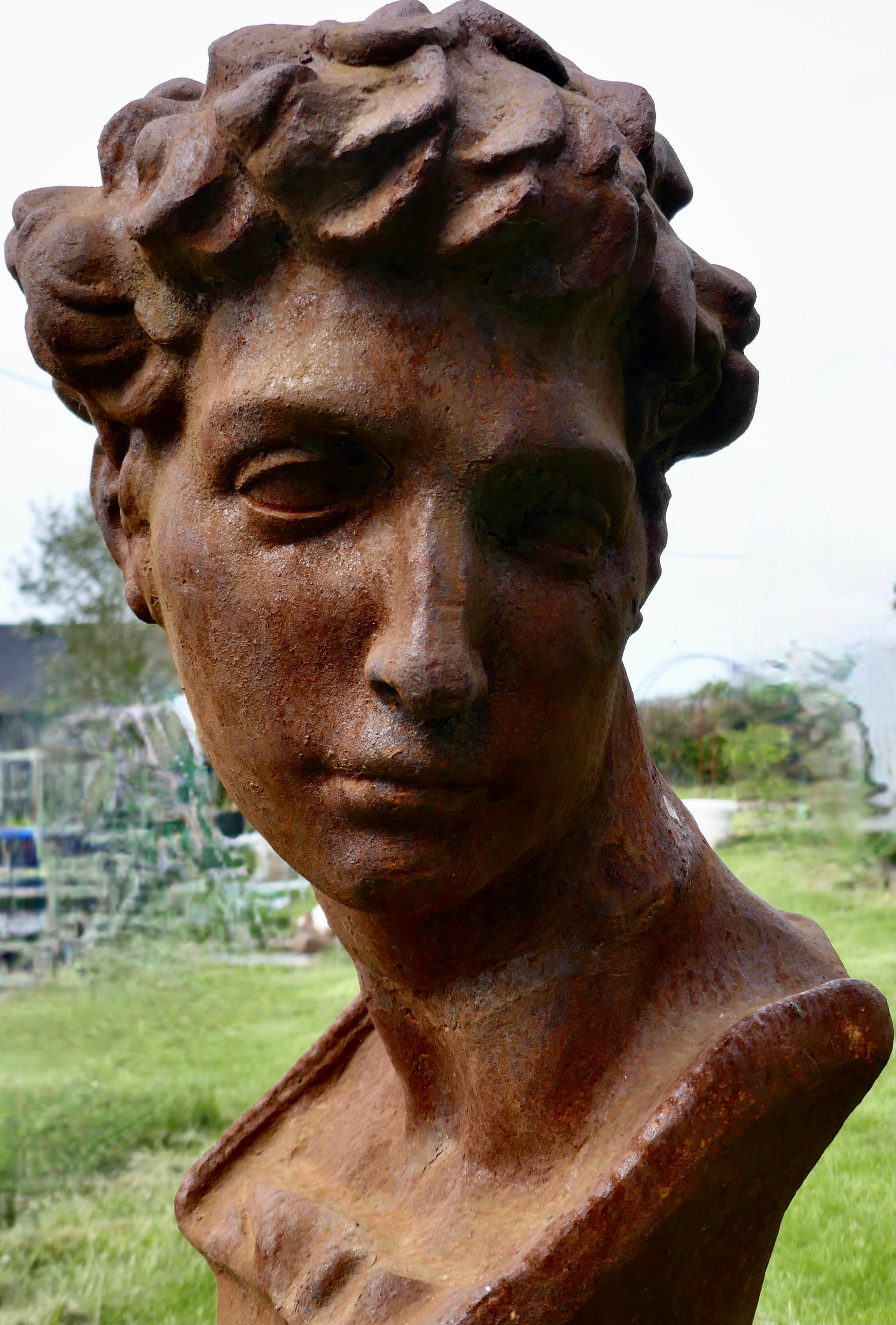 Weathered Cast Iron Statue of Michelangelo's David 2