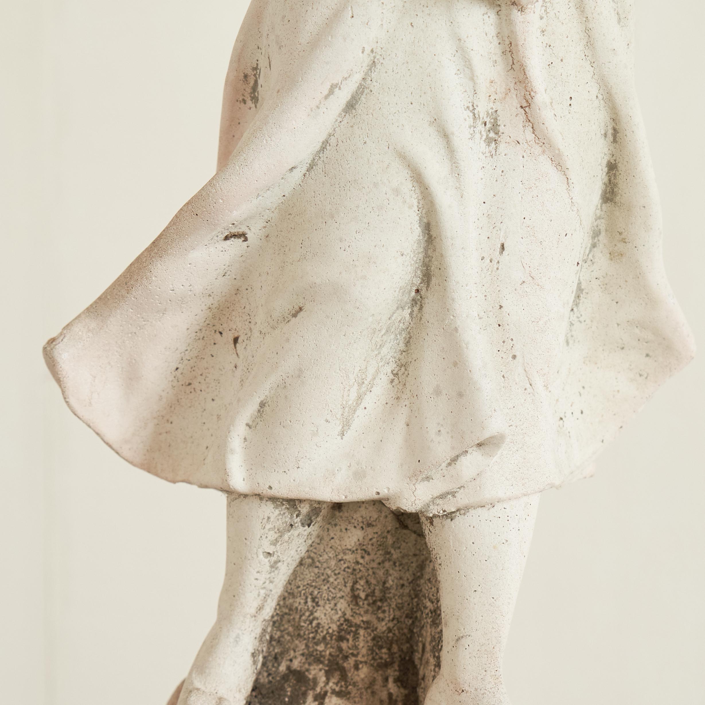 Weathered Cast Stone Woman with Child Garden Statue For Sale 1