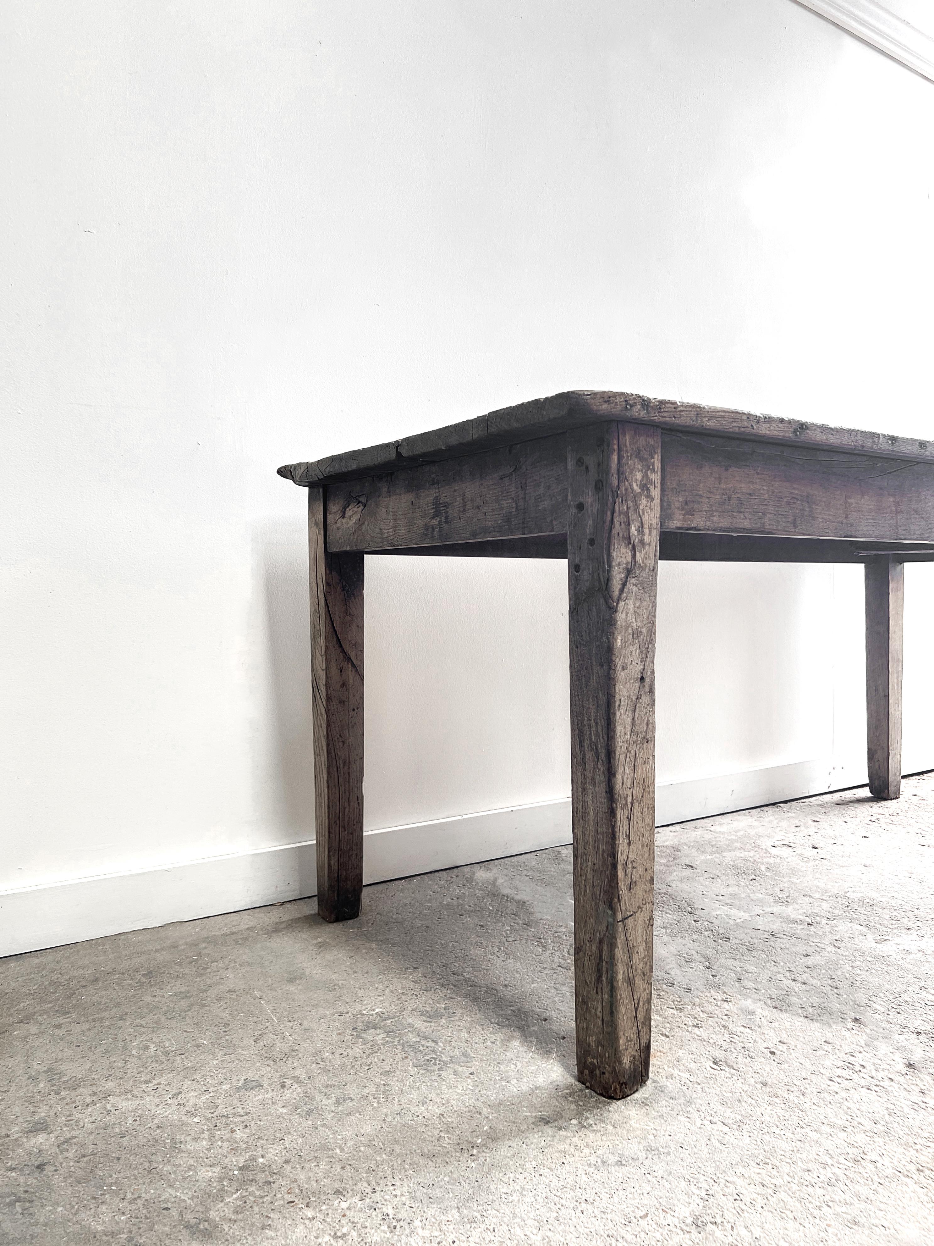 19th Century Weathered Chestnut French Farm Table