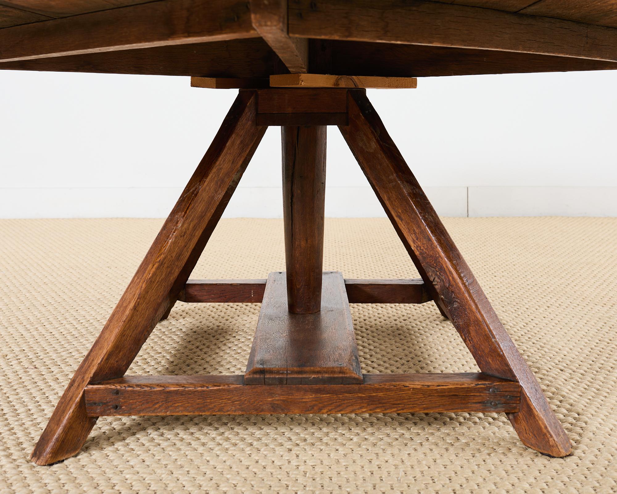 Weathered Country Italian Pine Round Farmhouse Dining Table 4