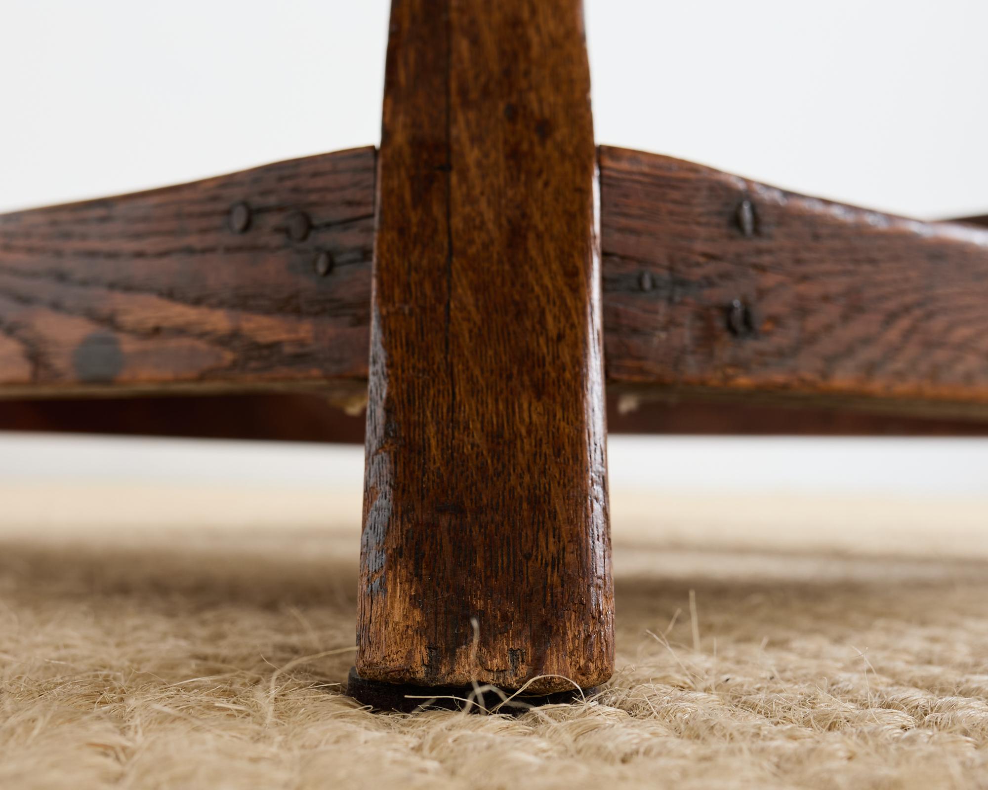Weathered Country Italian Pine Round Farmhouse Dining Table 5