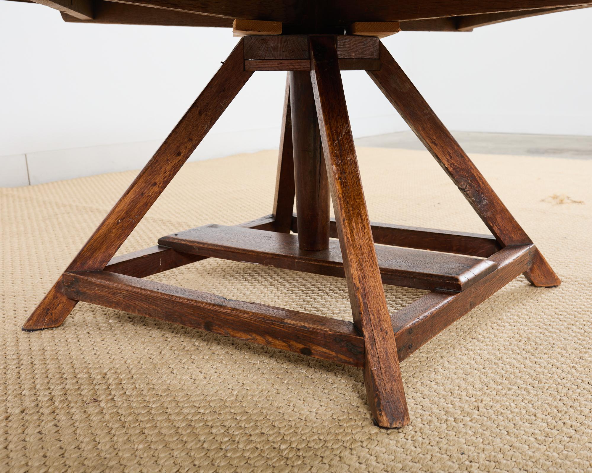 Weathered Country Italian Pine Round Farmhouse Dining Table 6