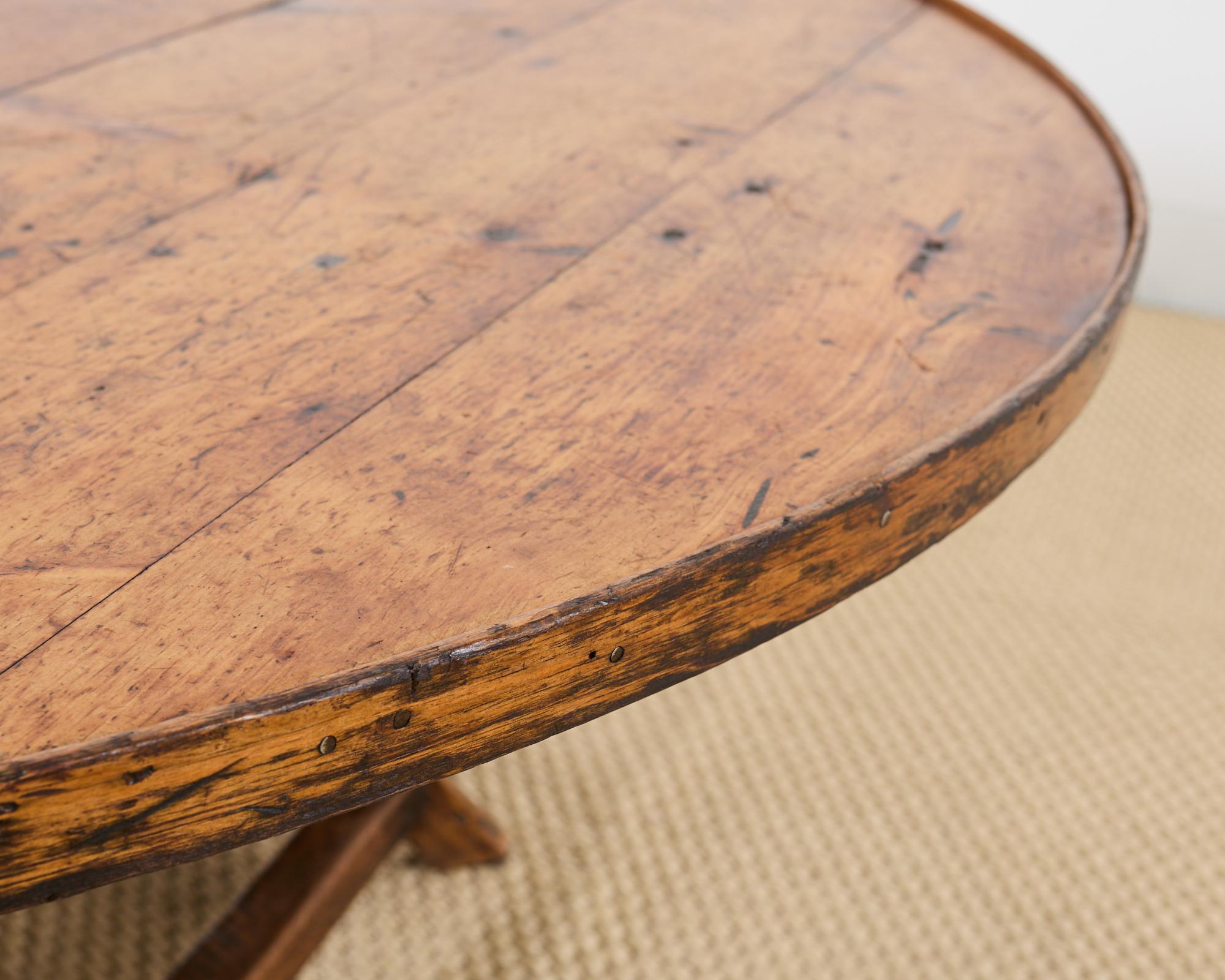 Weathered Country Italian Pine Round Farmhouse Dining Table 7