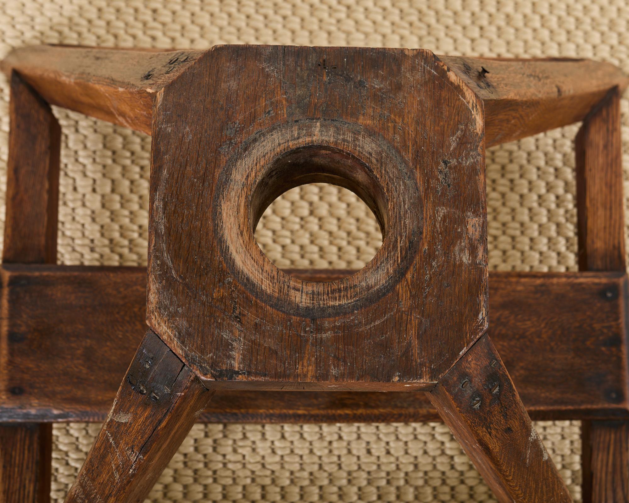 Weathered Country Italian Pine Round Farmhouse Dining Table 12